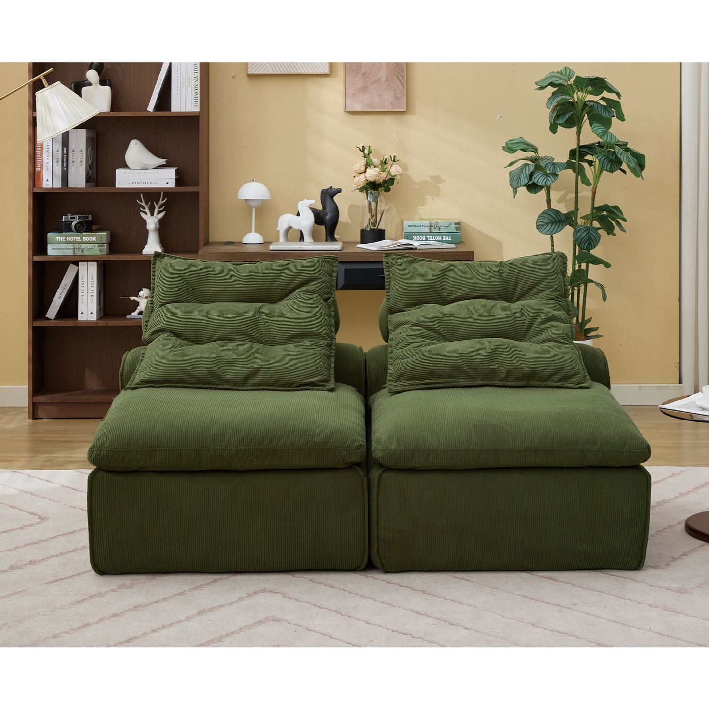Modular Sofa,No Armrests,At will DIY,Soft Corduroy Fabric,Neck Pillow-Back Lounge Sofa Chair