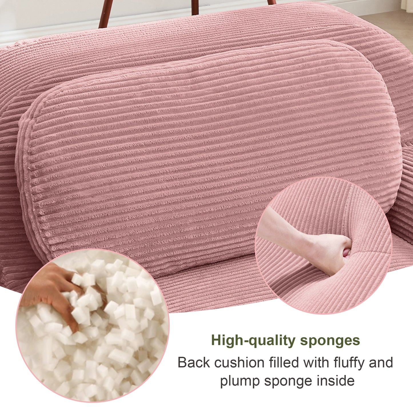 modular sofa no assembly breathable corduroy fabric 32D high-resilience sponge extra-wide curved armrests pet-friendly