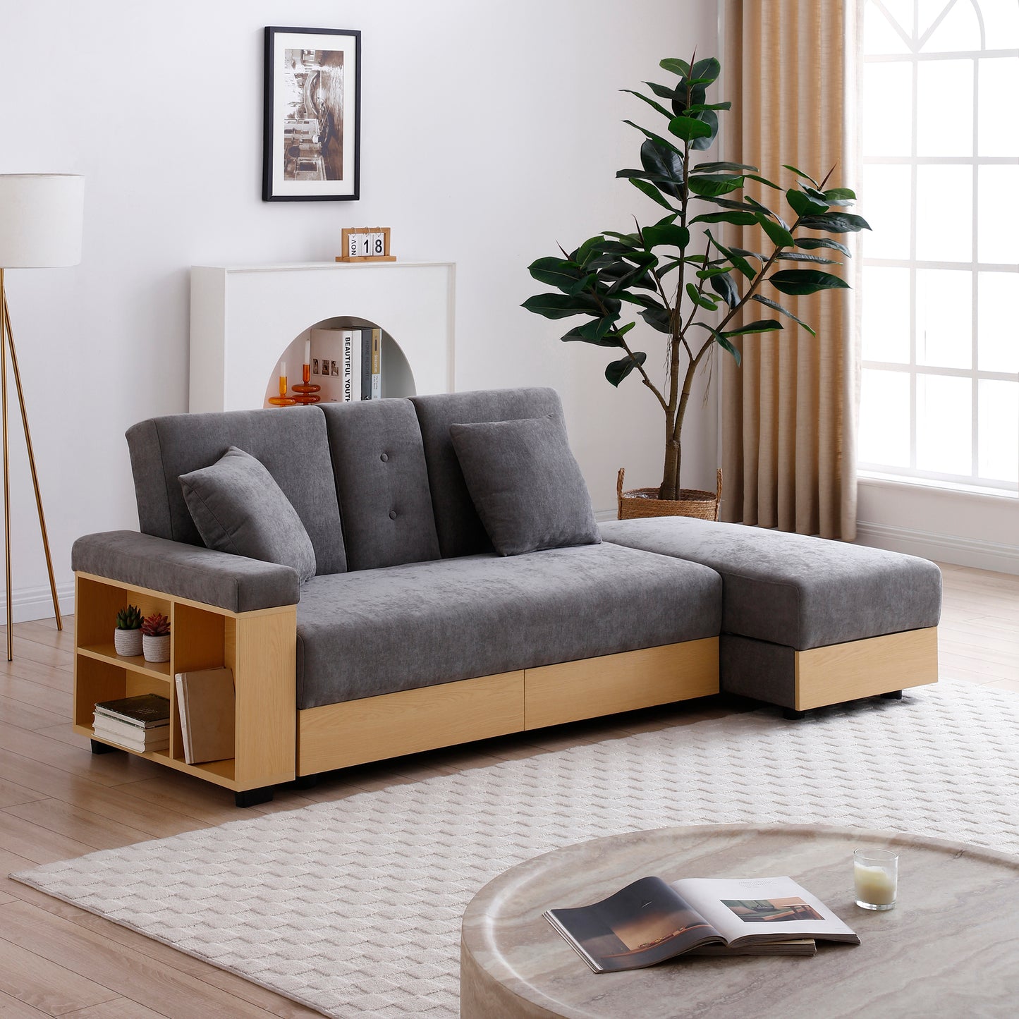 Convertible Sleeper Sofa Couch: Multifunctional, Double Folding with Storage