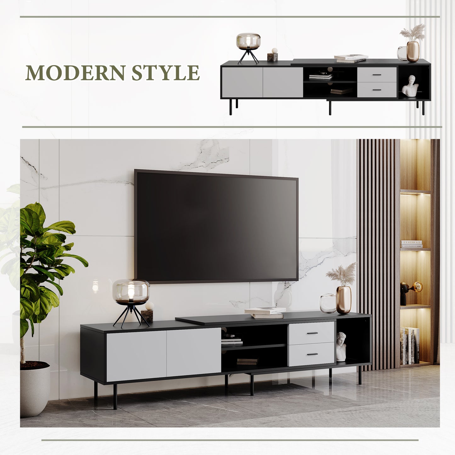 TV Stand TV with 2 Doors, Media Console Table, Entertainment Center with Large Storage Cabinet