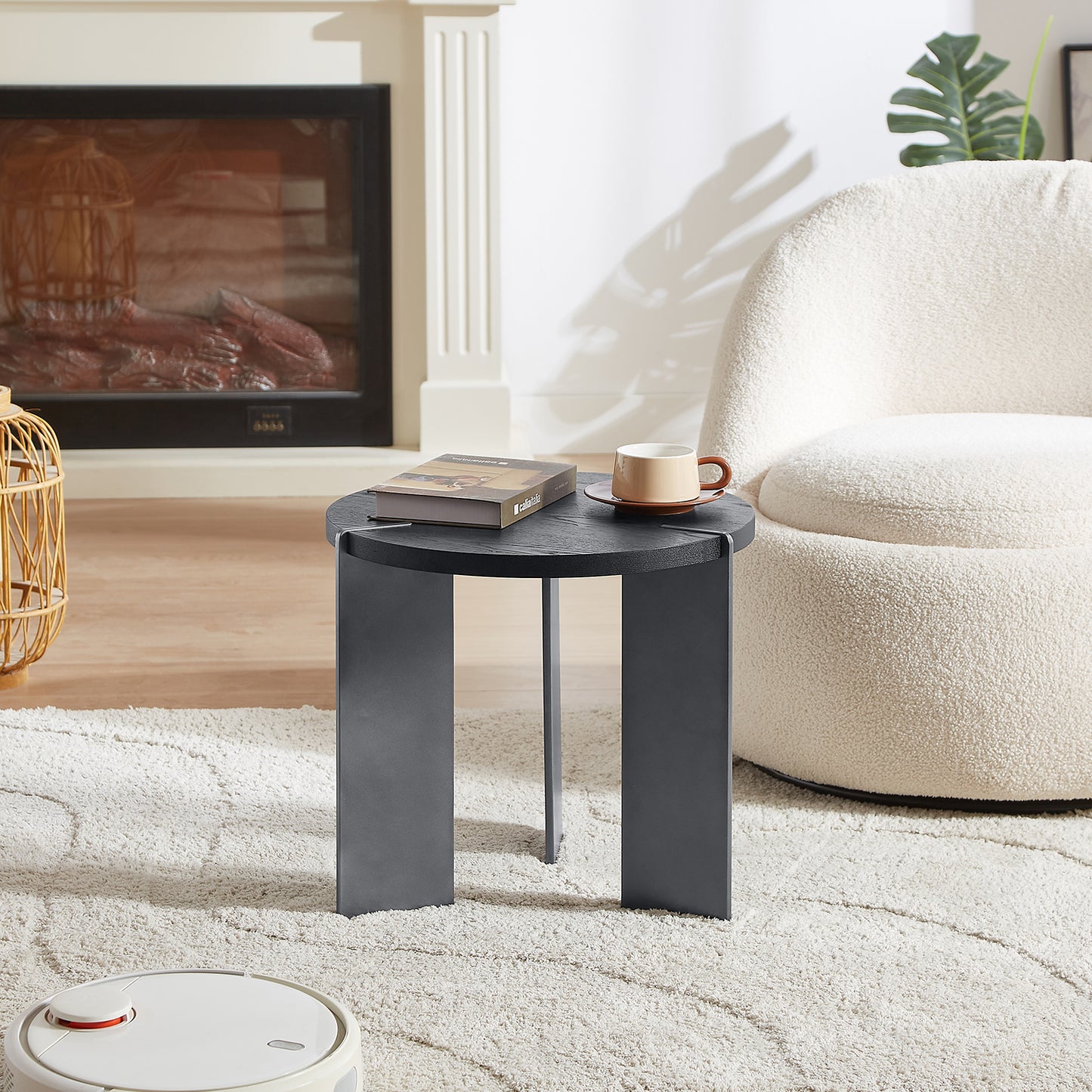 Round Coffee Table & Side Table Surface and Black Metel Feet