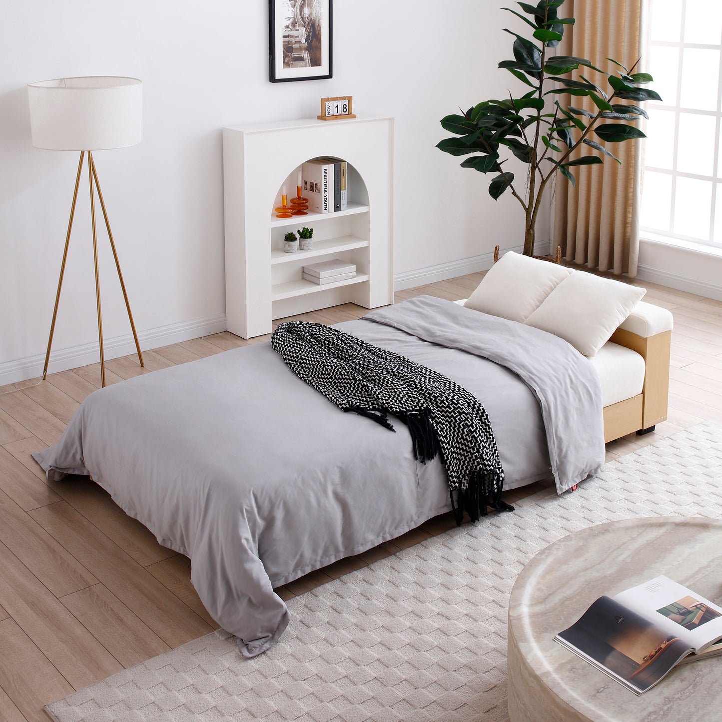 Convertible Sleeper Sofa Couch: Multifunctional, Double Folding with Storage