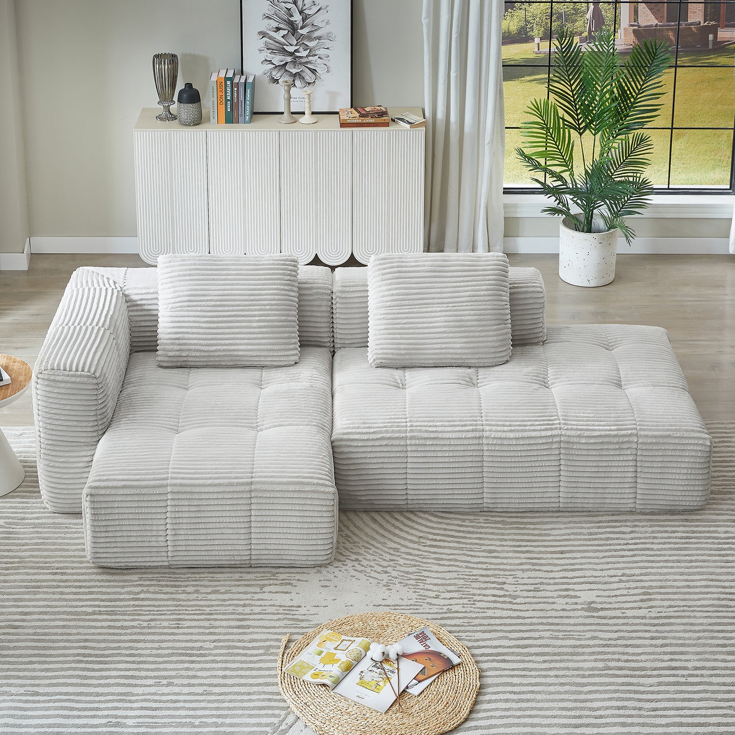 L-Shape Modular Compressed Couch,Sectional Sofa with Chaise Lounge,No assembly required