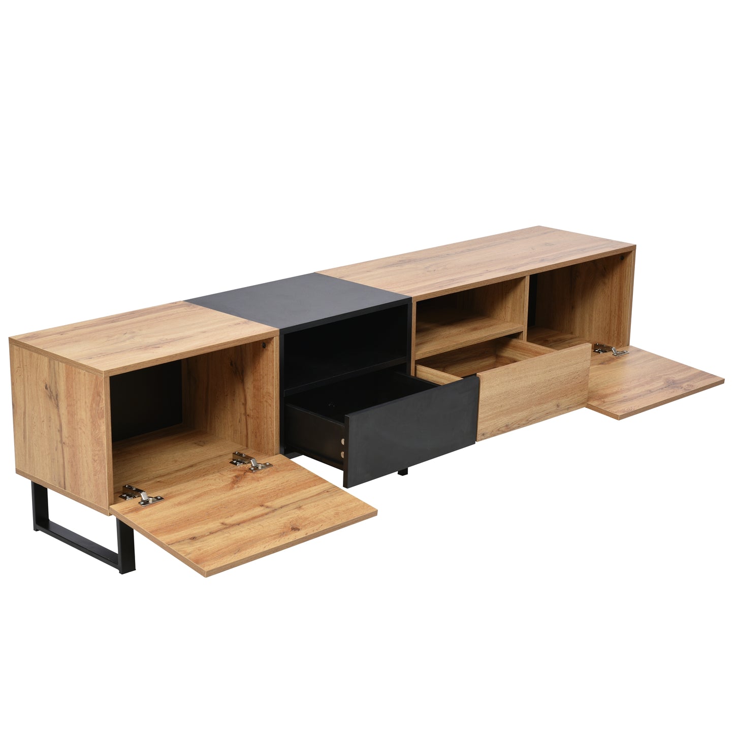 TV Stand with Drop Down Door - Up to 85" TVs, 2 Cabinets