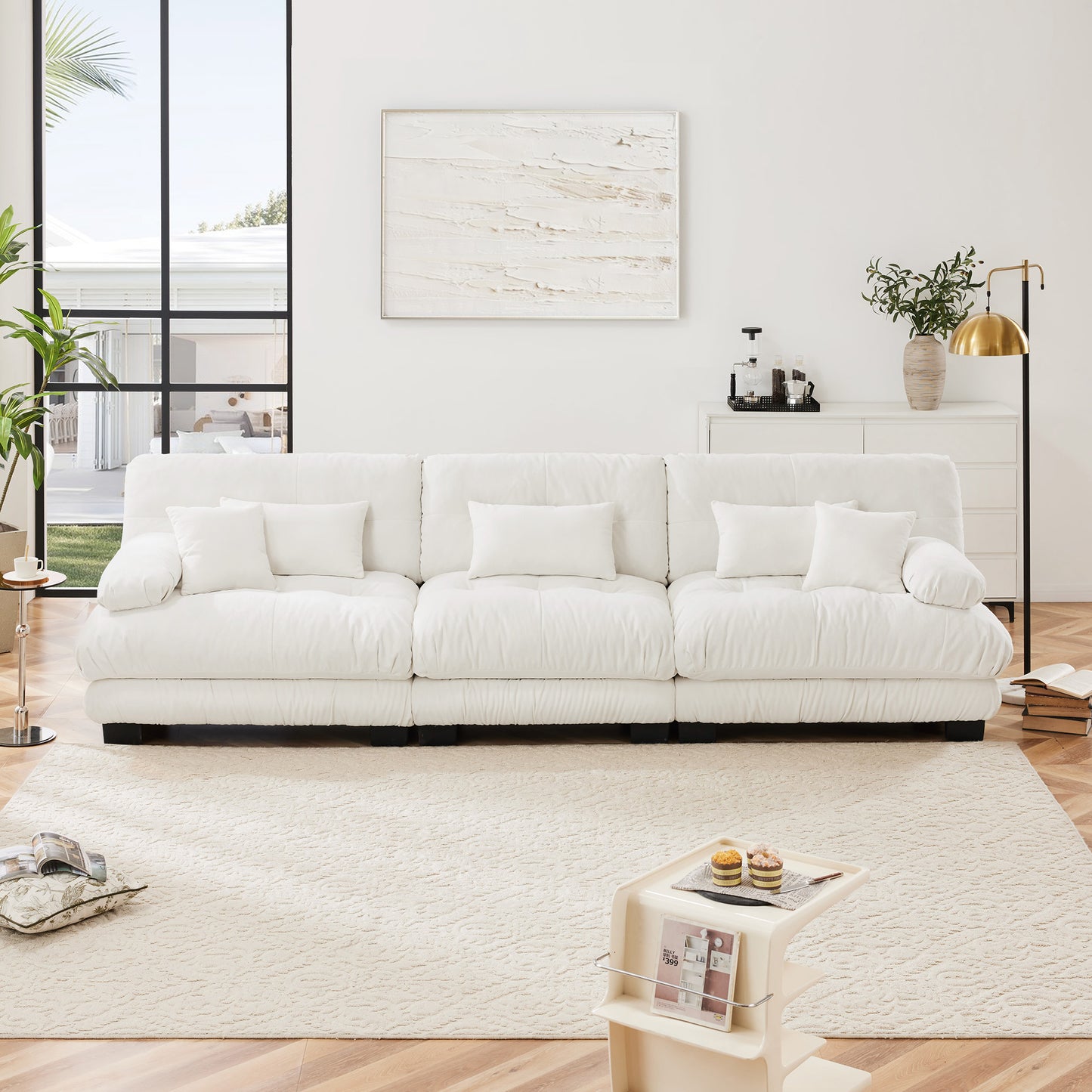 Chenille Cloud Couch: 2 - 4 Seater L - Shape Sofa for Living Room with Pillows