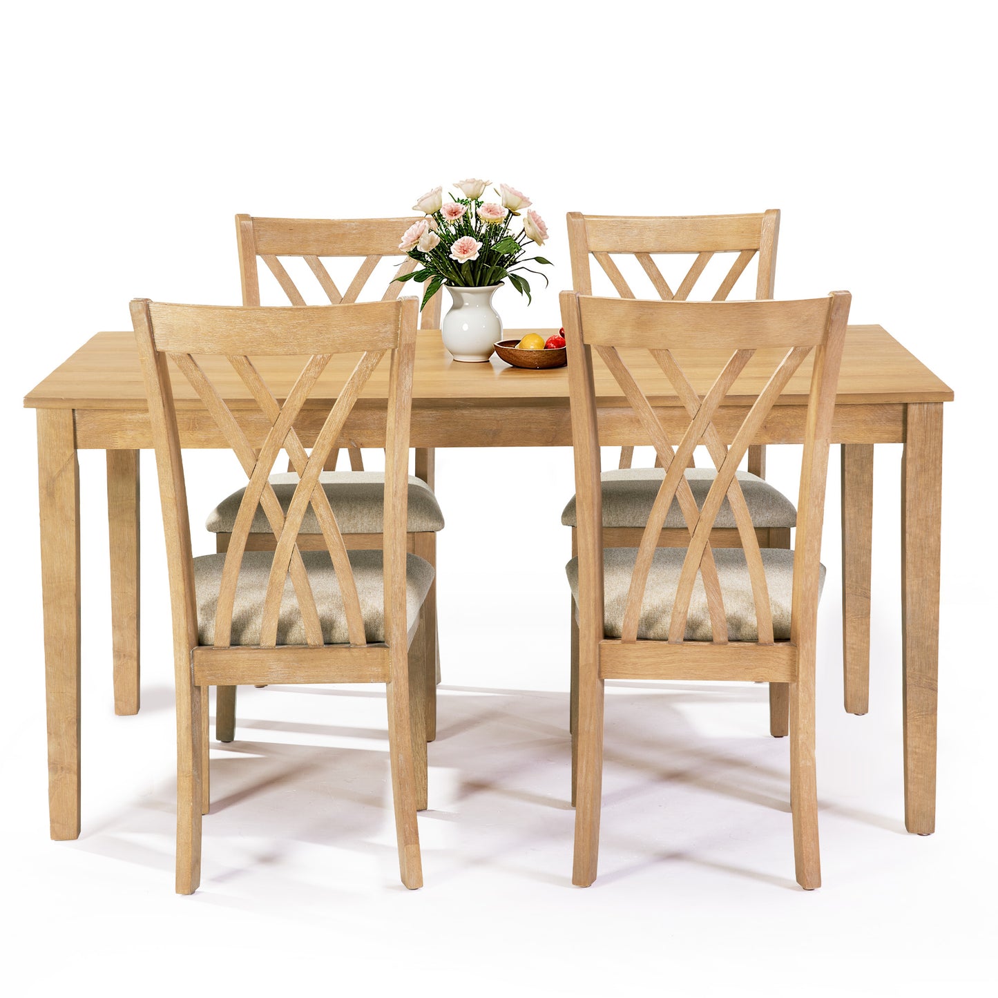 Modern Rubber Wood Dining Set with 4-6 Chairs for 4 - 6 Person Gatherings