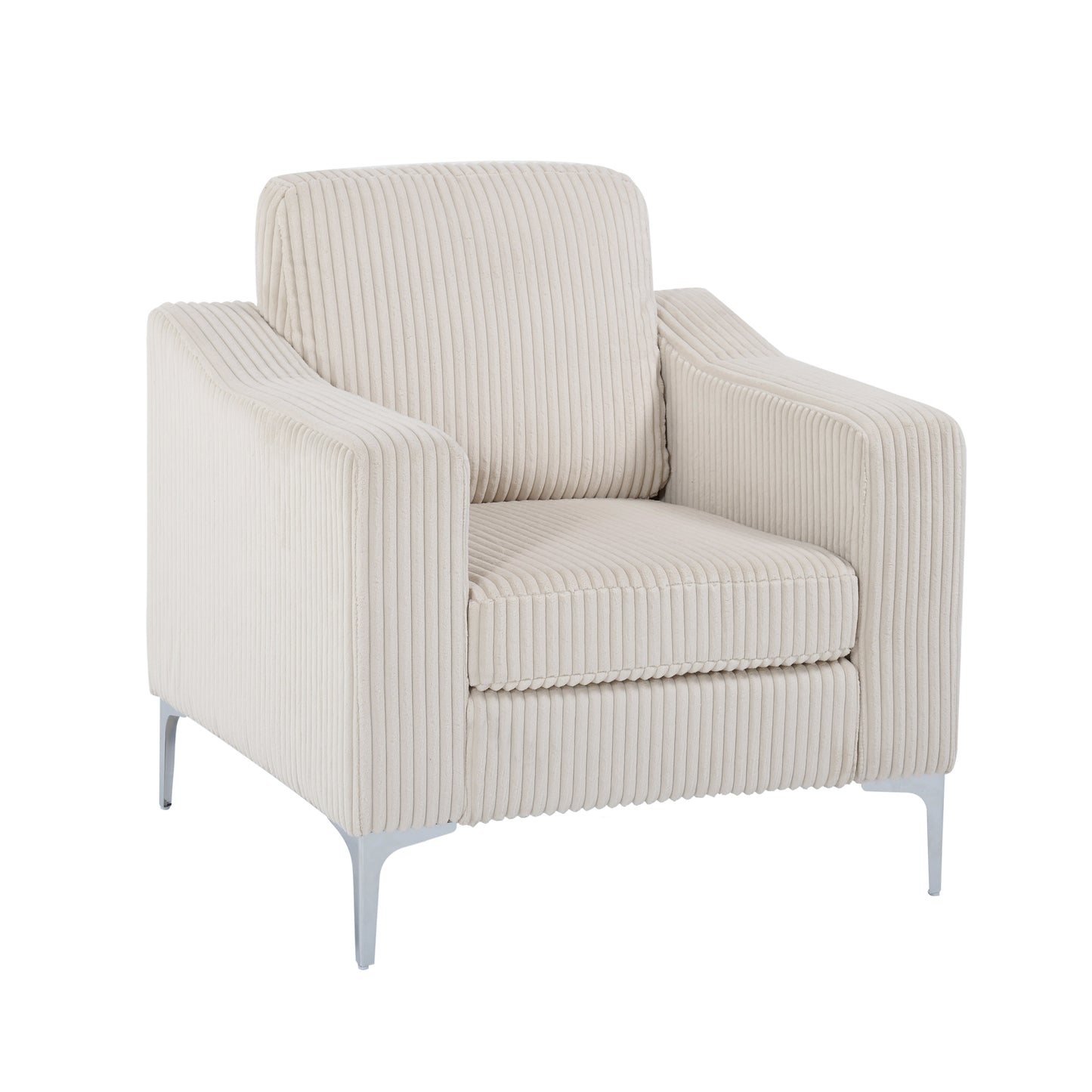 Lounge Sofa with Armrests & Modular Sectional Two-Seater Sofa | Soft Corduroy, Pocket Spring + Sinuous Spring, Easy Assembly – Beige/Gray