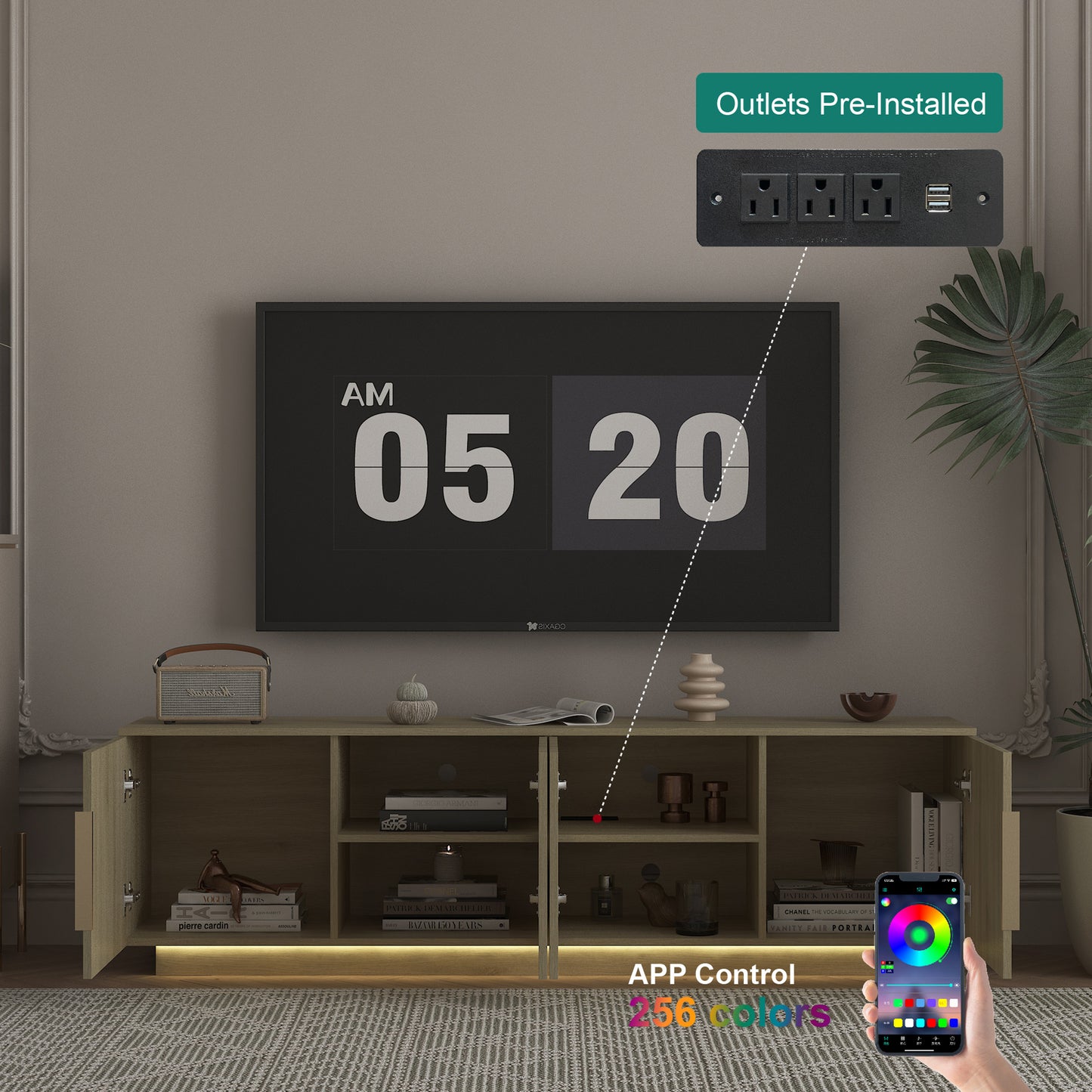 TV Cabinet Entertainment Center / TV Stand with 16 Color LED