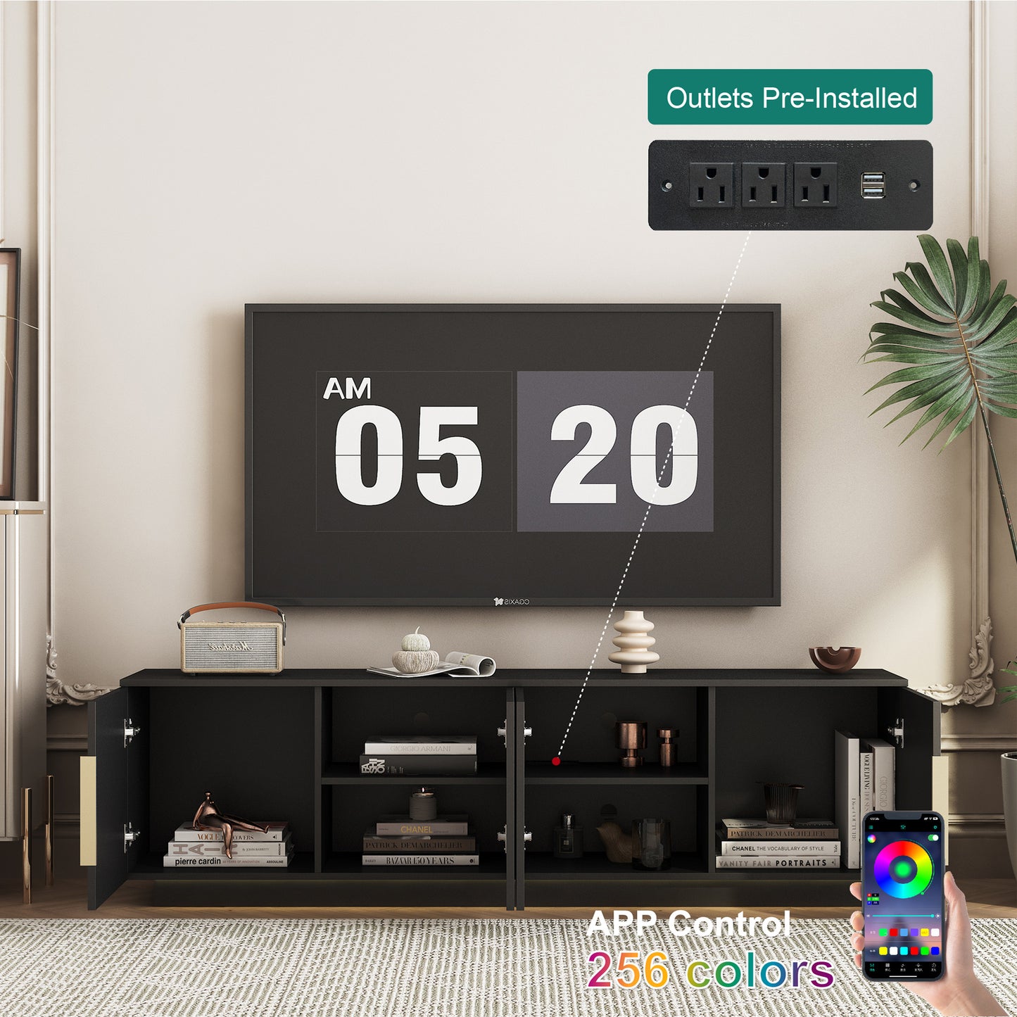 TV Cabinet Entertainment Center / TV Stand with 16 Color LED