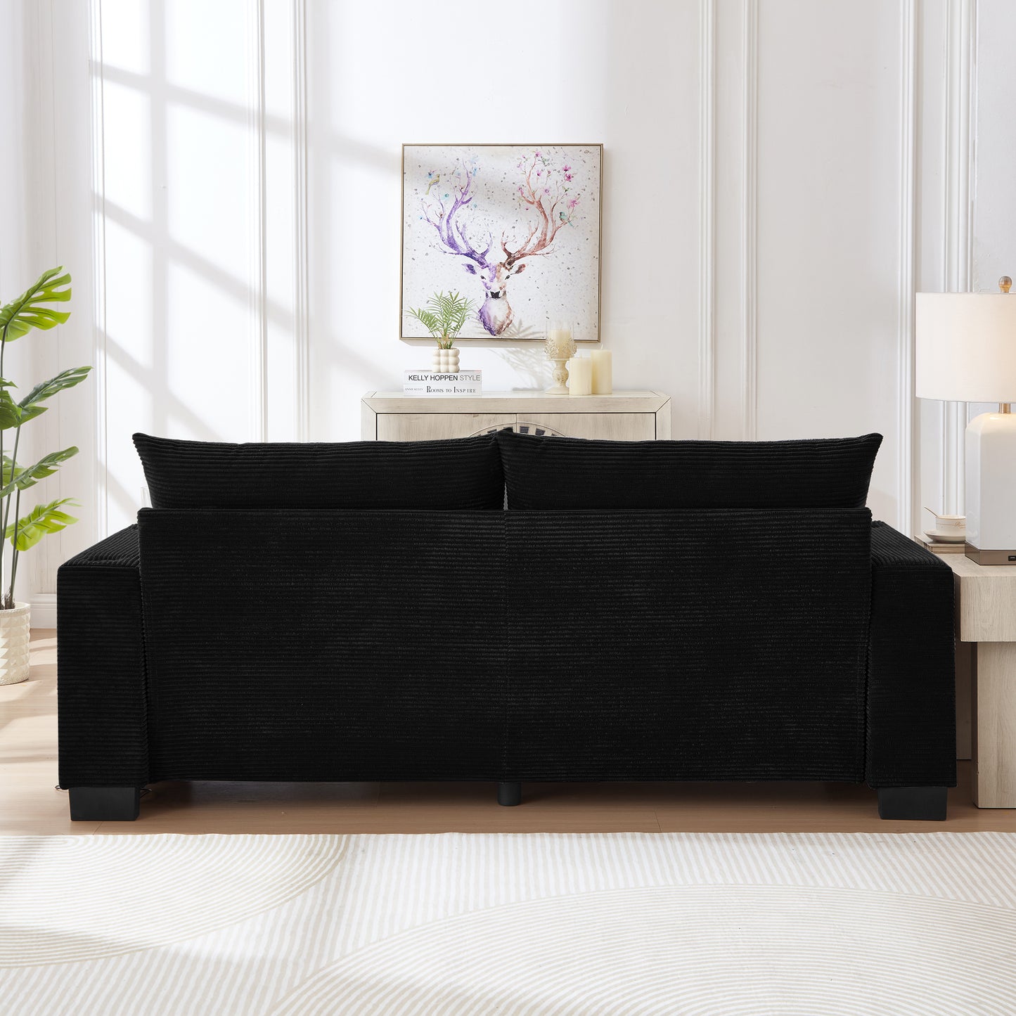 3-Seater 78" Corduroy Sofa for Living Room – Modern Upholstered Sofa with USB, Cup Holders &amp; Side Pocket&nbsp;