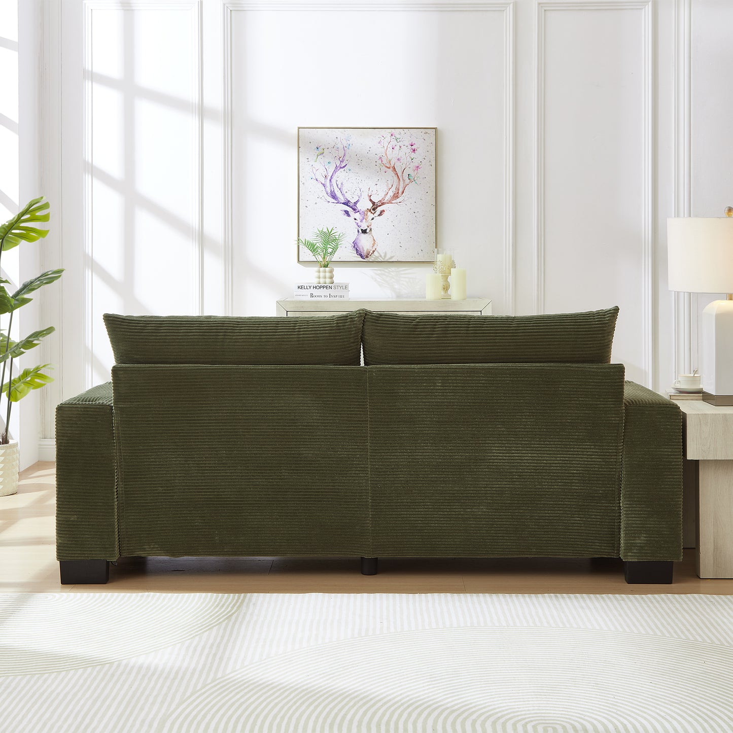3-Seater 78" Corduroy Sofa for Living Room – Modern Upholstered Sofa with USB, Cup Holders &amp; Side Pocket&nbsp;