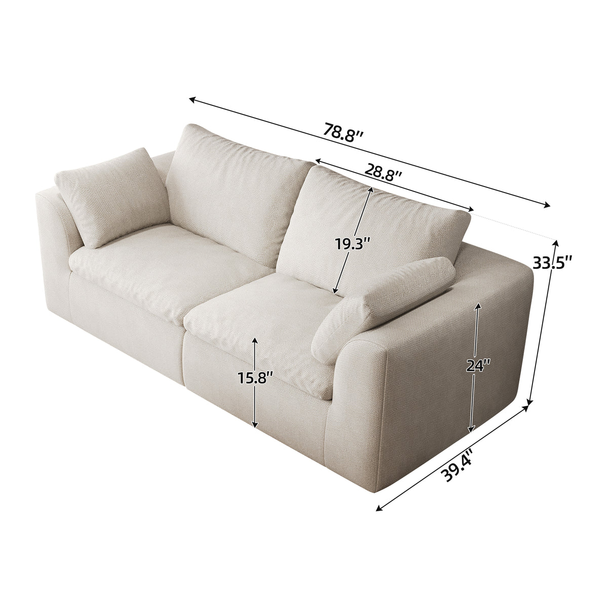 Vacuum Packed Cloud Sofa 2/3/4/5‑Seater, Modular Compressed Sofa Couch with Soft Cushion, Removable Covers for Living Room