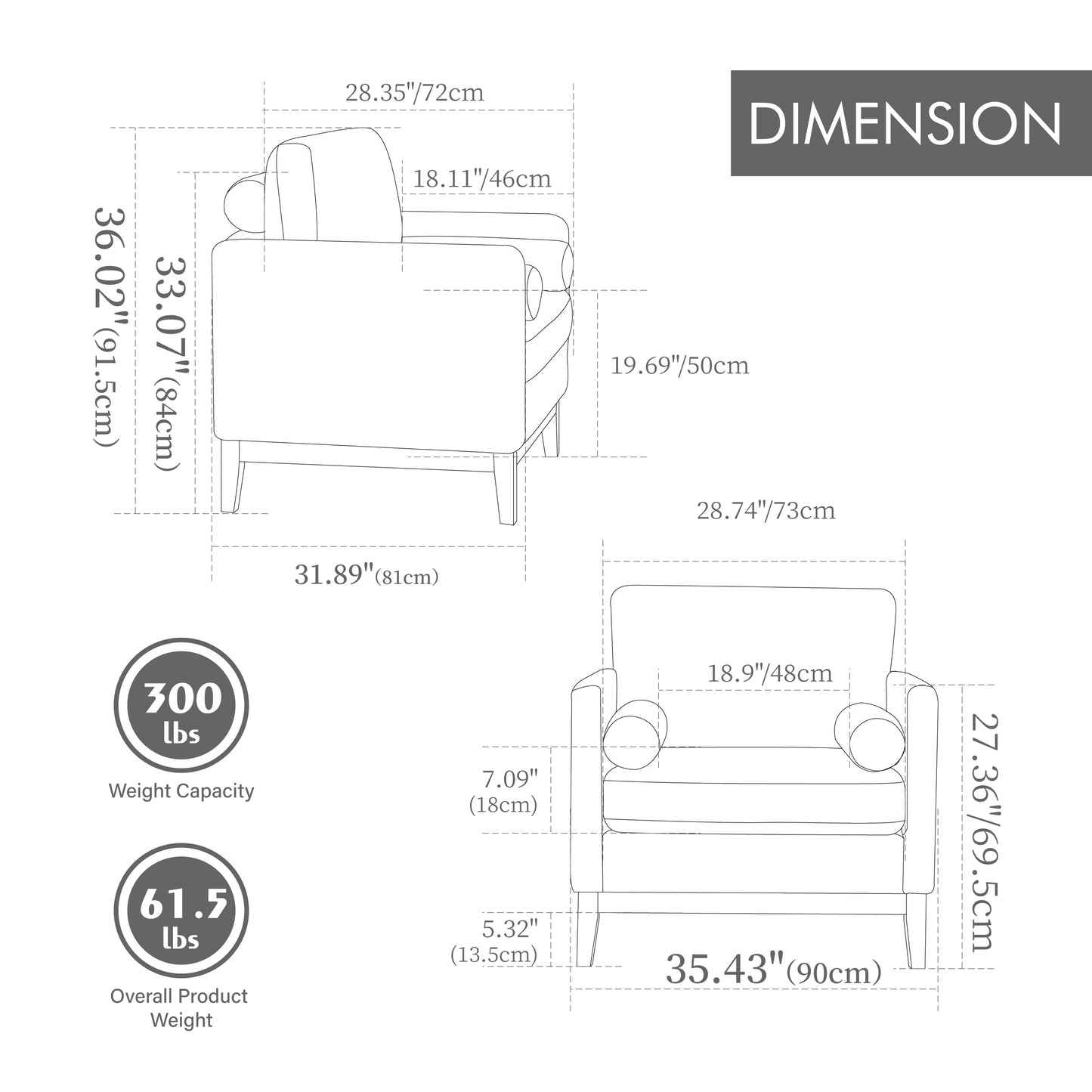 Modern Farmhouse Performance Accent Chair with Natural Wood Legs