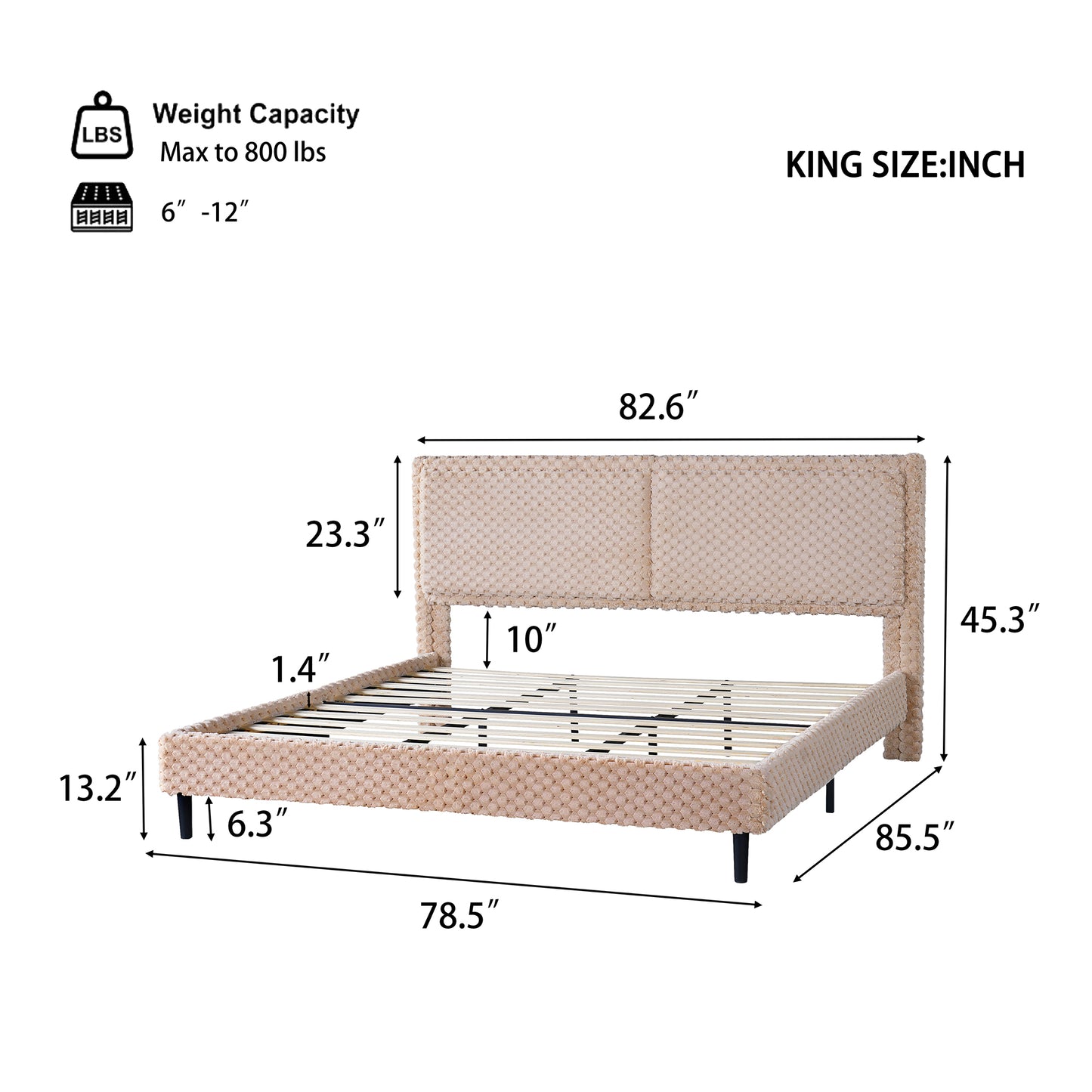 Modern White Plush Soft Bed – Comfortable Backrest Bedroom Bed (Queen/King)