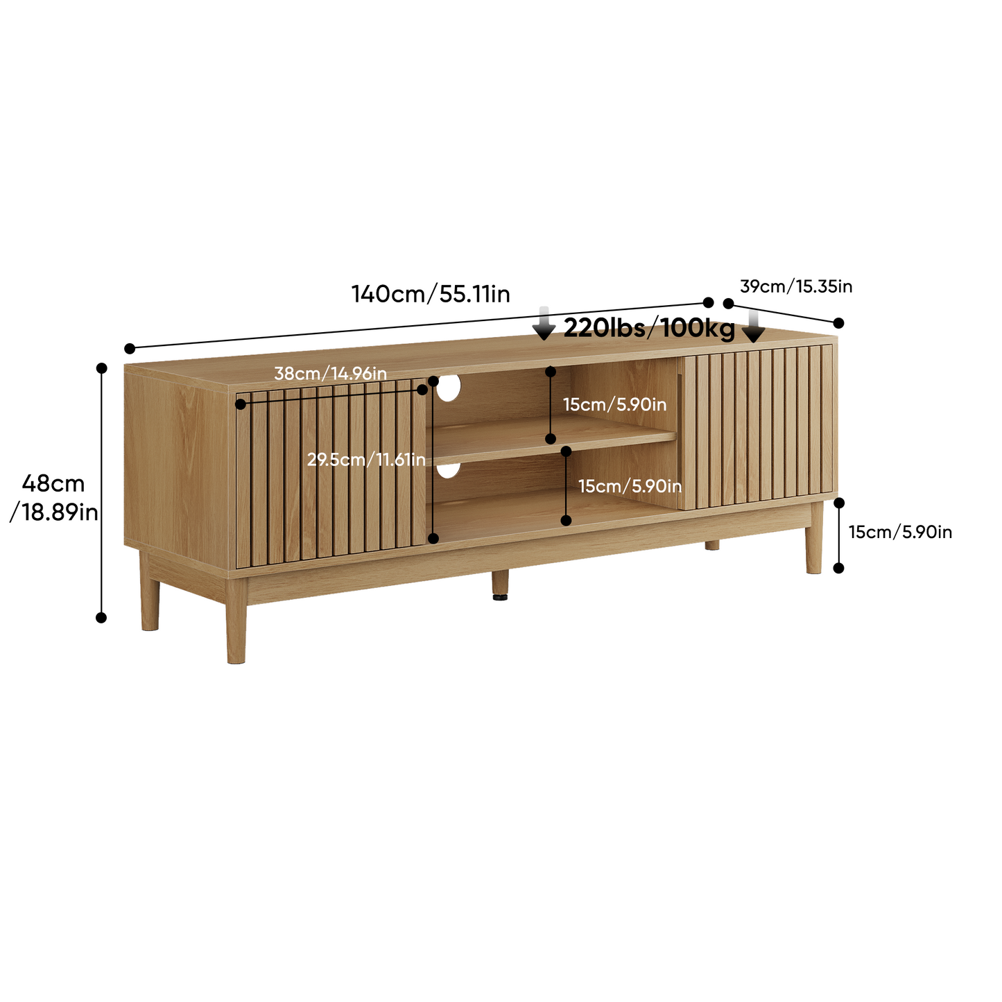 Mid-century modern style TV stand (suitable for 55/65-inch TVs)