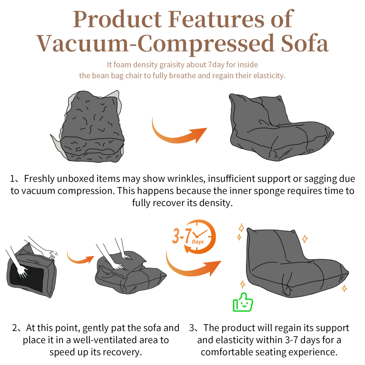 Ergonomic Bean Bag Chair with 5-Way Body Support  Togo Sofa