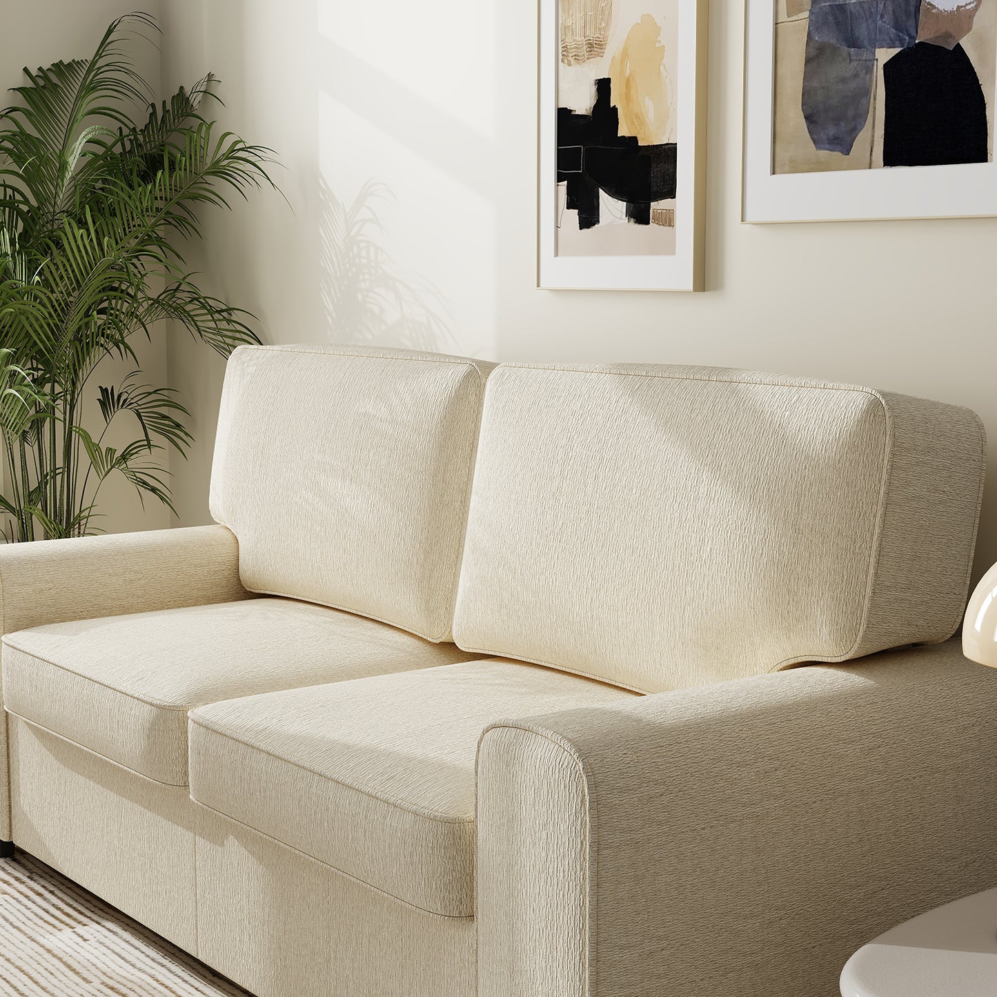 Loveseat Sofa with Chenille Fabric – Deep Seat 2-Seater Couch, Spring Cushion &amp; Sturdy Metal Frame