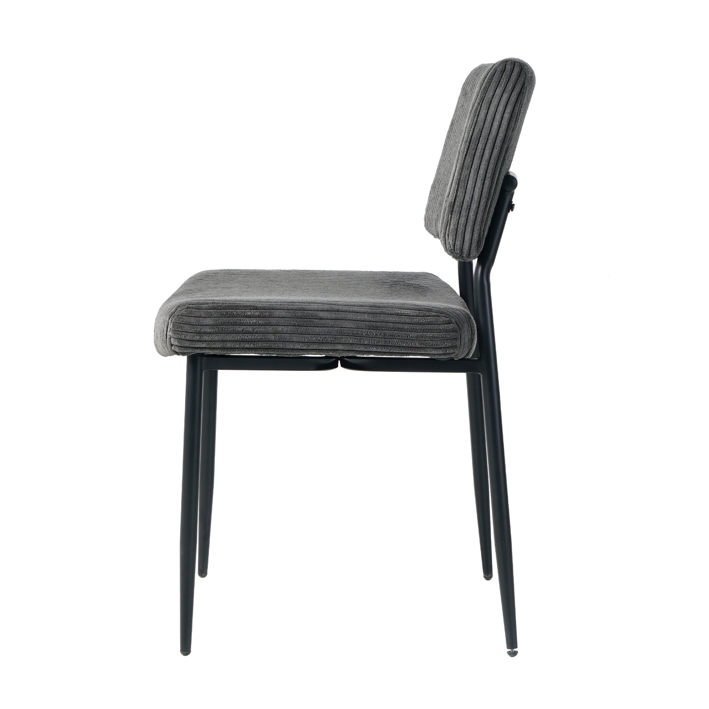 Modern Beige simple dining chair Fabric Upholstered Chairs home bedroom stool back dressing chair black metal legs(set of 2) 