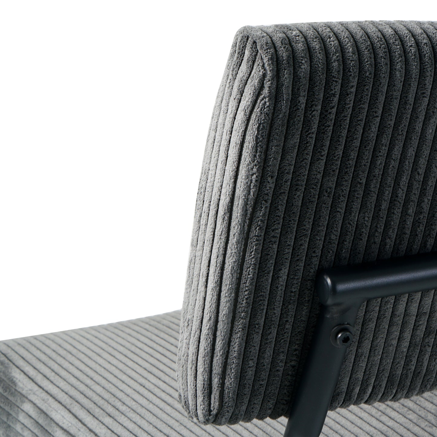 Modern Beige simple dining chair Fabric Upholstered Chairs home bedroom stool back dressing chair black metal legs(set of 2) 