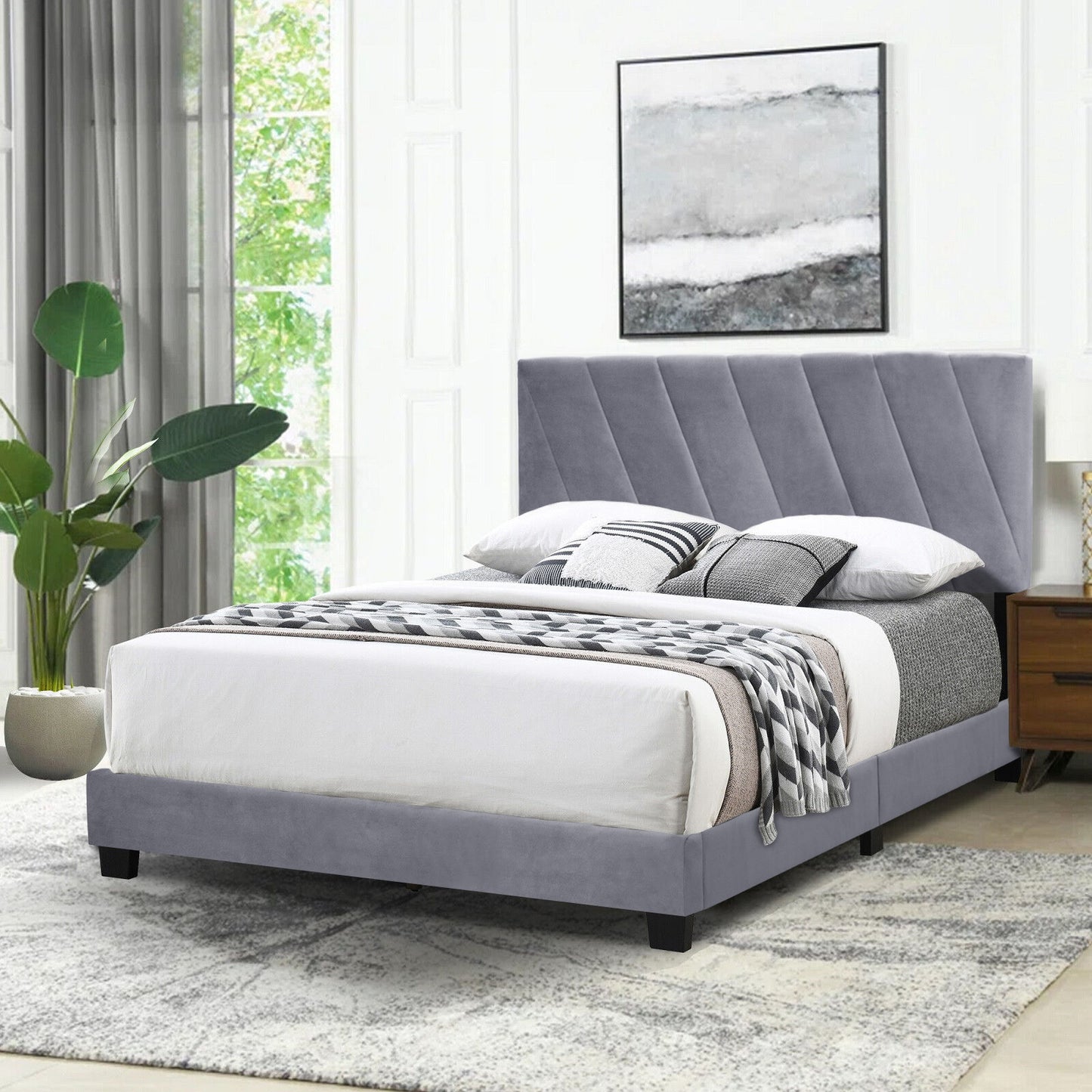 QUEEN ADJUSTABLE UPHOLSTERED BED MODERN MINIMALIST TOP STYLES