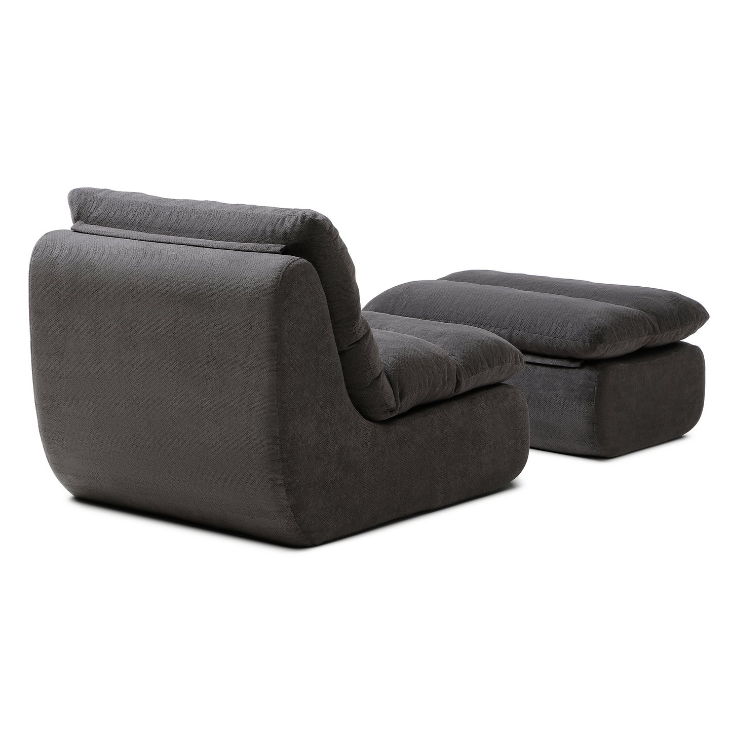 Bean Bag Chair with Ottoman – Big Chaise Lounge Chair for Adults, Tufted Upholstered Lazy Sofa for Living Room (Grey/Yellow/Green)