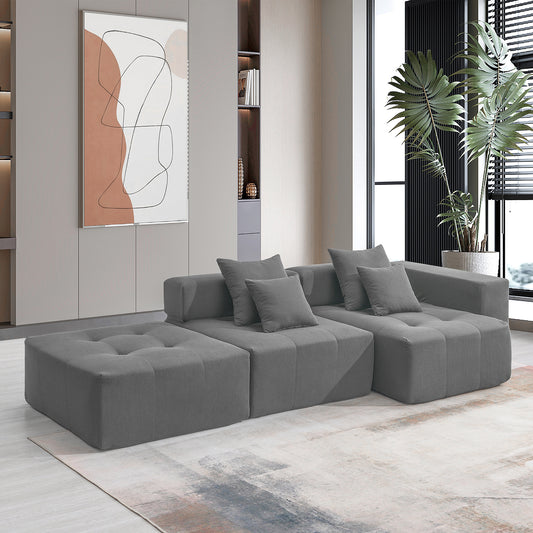 L Shaped Modular Sectional Sofa,Wide and Deep Seat No Assembly Required,3 Colors