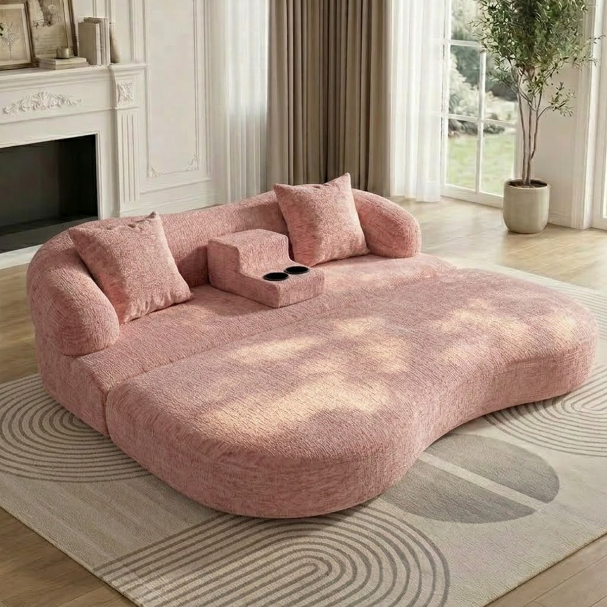 2-in-1 Convertible Sleeper Sofa Bed with Cup Holders