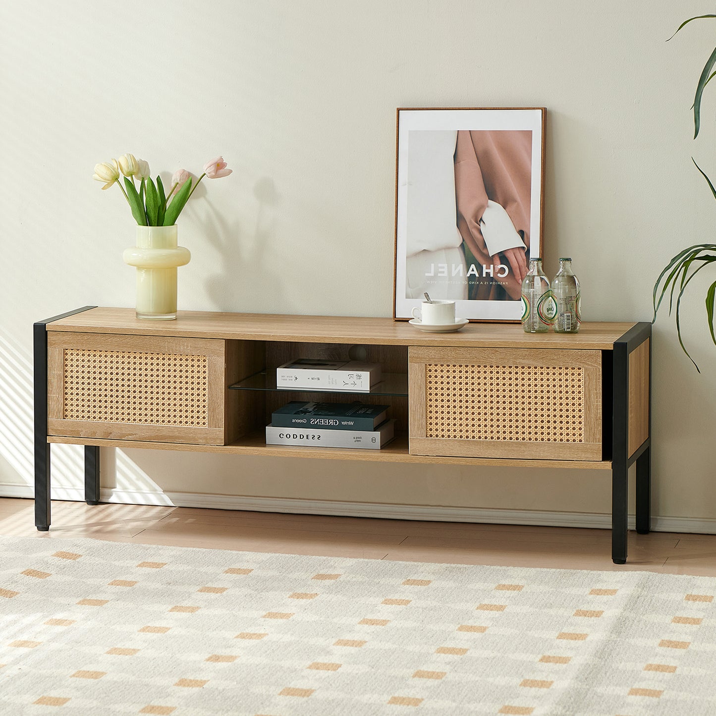Rattan Coffee table & Rattan TV cabinet & Rattan End table with drawer