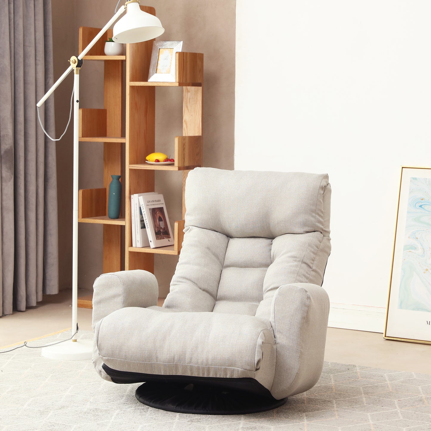 360° Adjustable Lounge Chair with Head &amp; Waist Support – 5-Angle Recliner with Ottoman, Solid Steel Frame