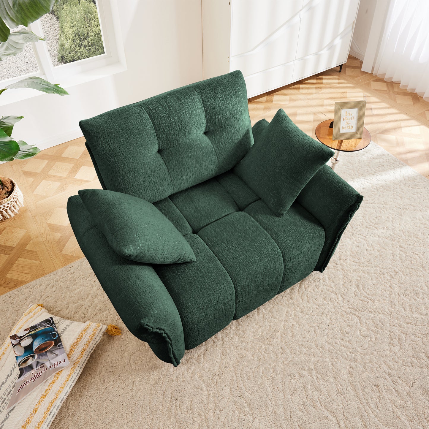 Ergonomic Single Seater-Two-Seater Sofa With High-Resilience Support Cushions And Throw Pillows