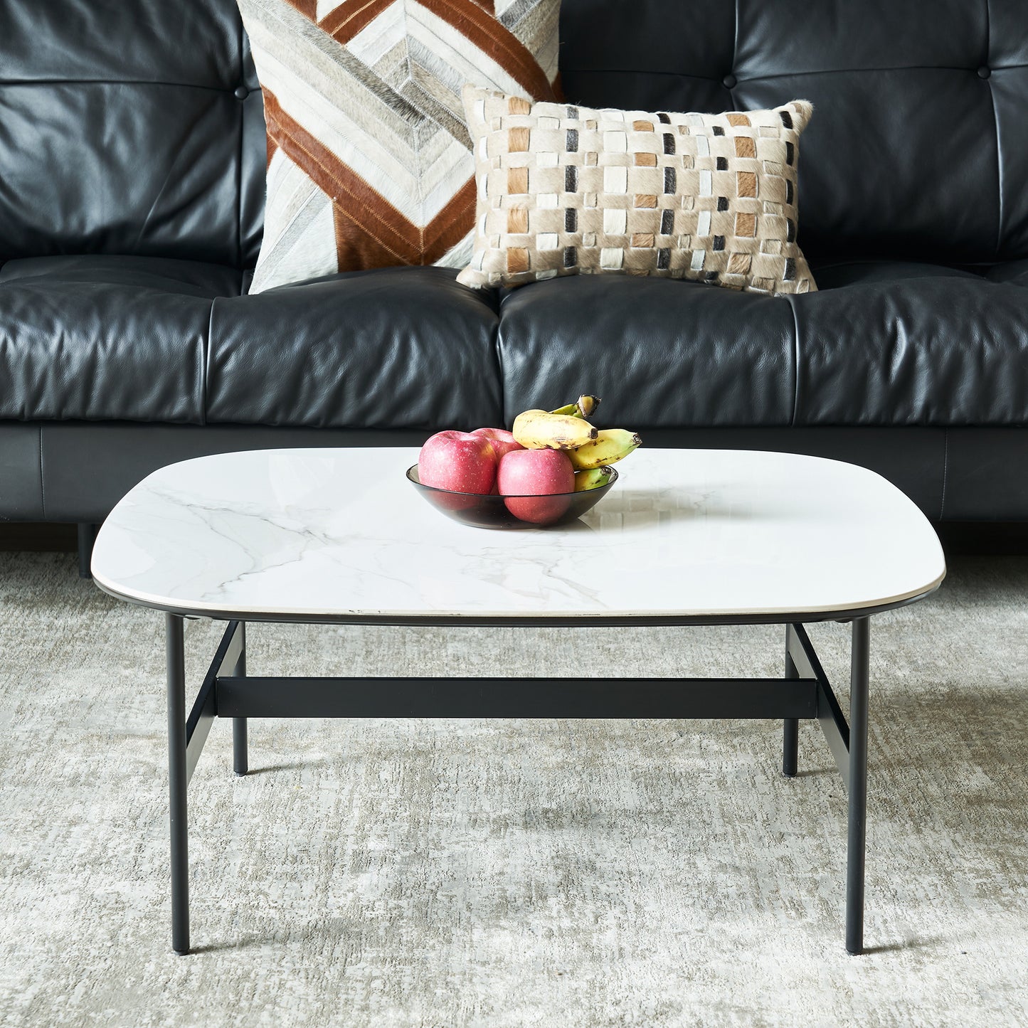 Small Coffee Table for Living Room,Modern Rock Beam Ceramic Coffee Table,Low Square Center Table