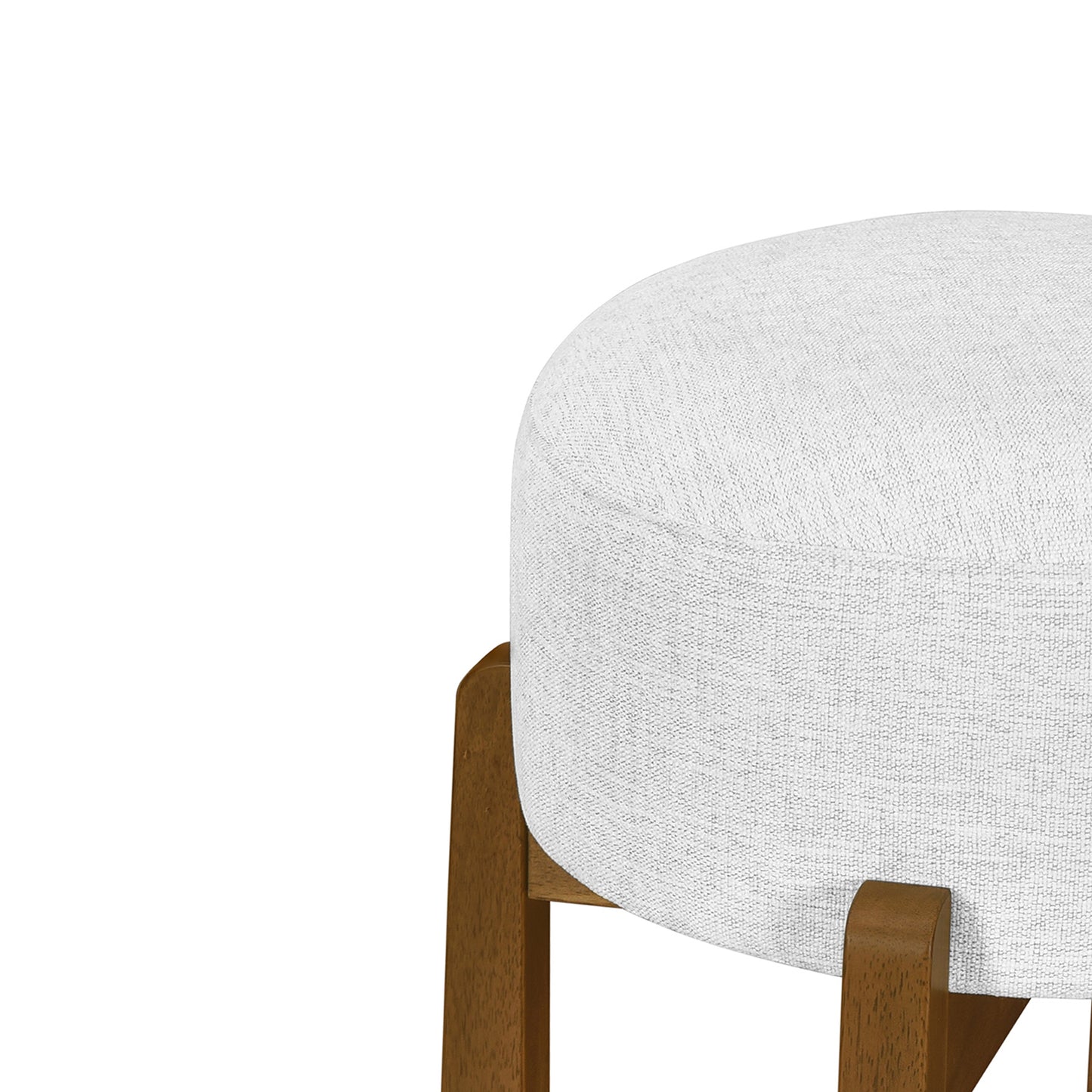 Set of 2 Indoor Wooden Upholstered Bar Stools | Rubberwood Frame, Light/Dark Walnut, Ivory Cushion – Sturdy & Sustainable