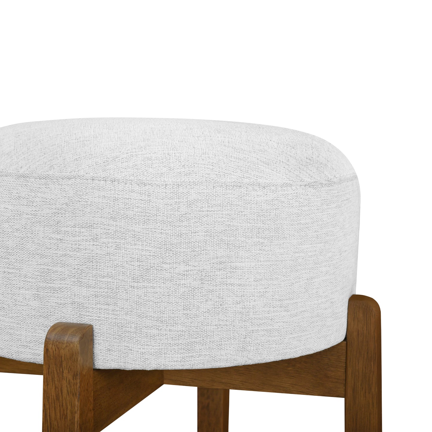 Set of 2 Indoor Wooden Upholstered Bar Stools | Rubberwood Frame, Light/Dark Walnut, Ivory Cushion – Sturdy & Sustainable