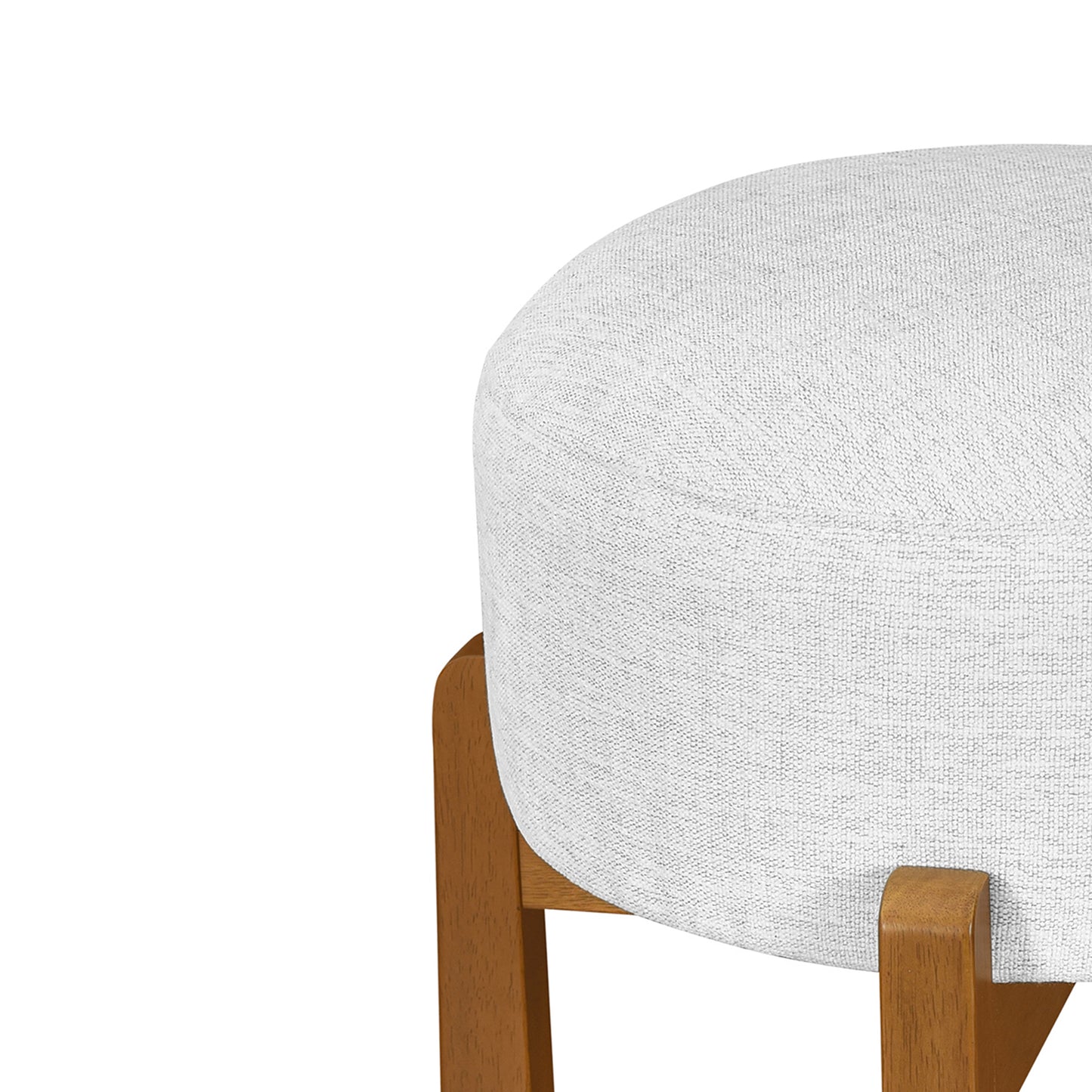 Set of 2 Indoor Wooden Upholstered Bar Stools | Rubberwood Frame, Light/Dark Walnut, Ivory Cushion – Sturdy & Sustainable