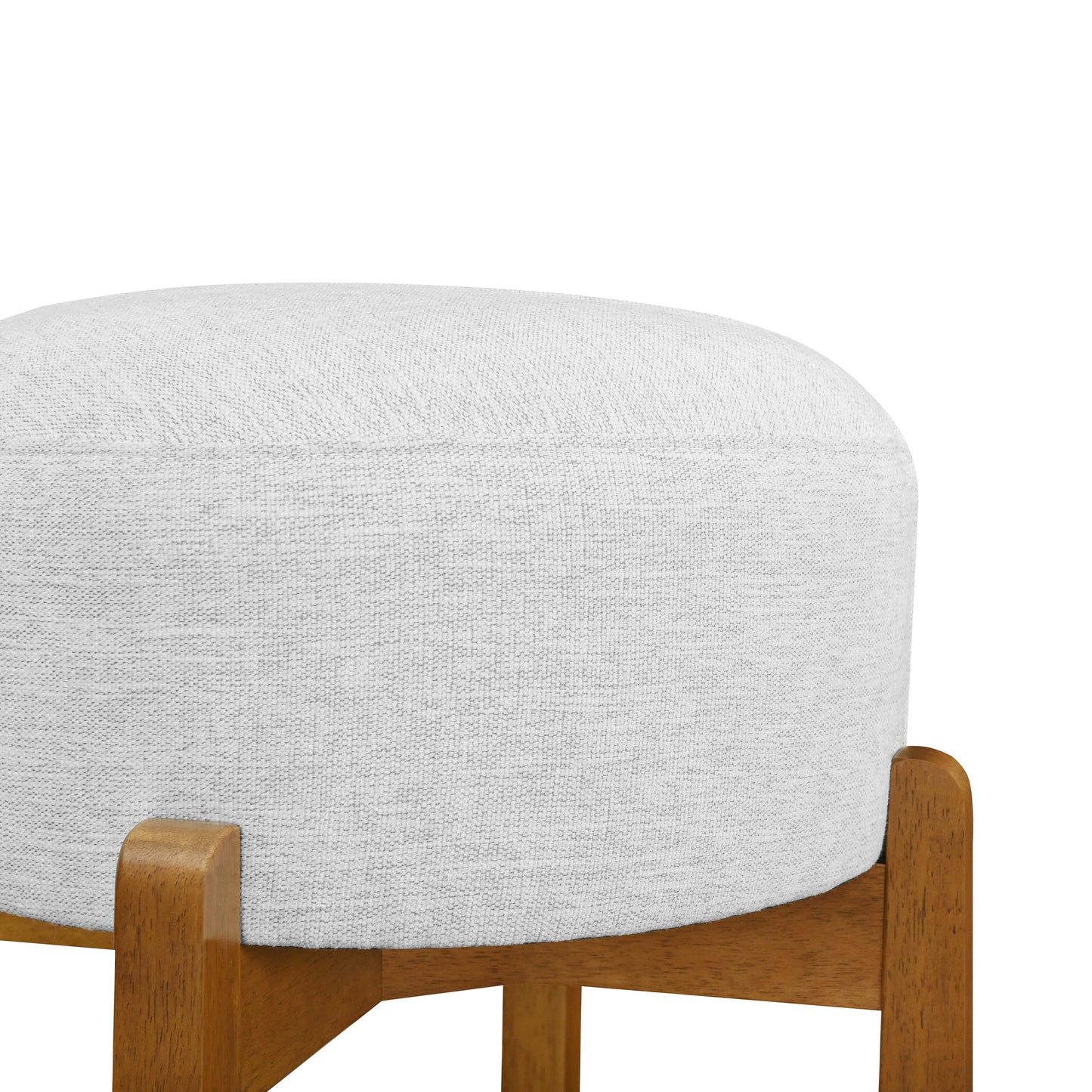 Set of 2 Indoor Wooden Upholstered Bar Stools | Rubberwood Frame, Light/Dark Walnut, Ivory Cushion – Sturdy & Sustainable