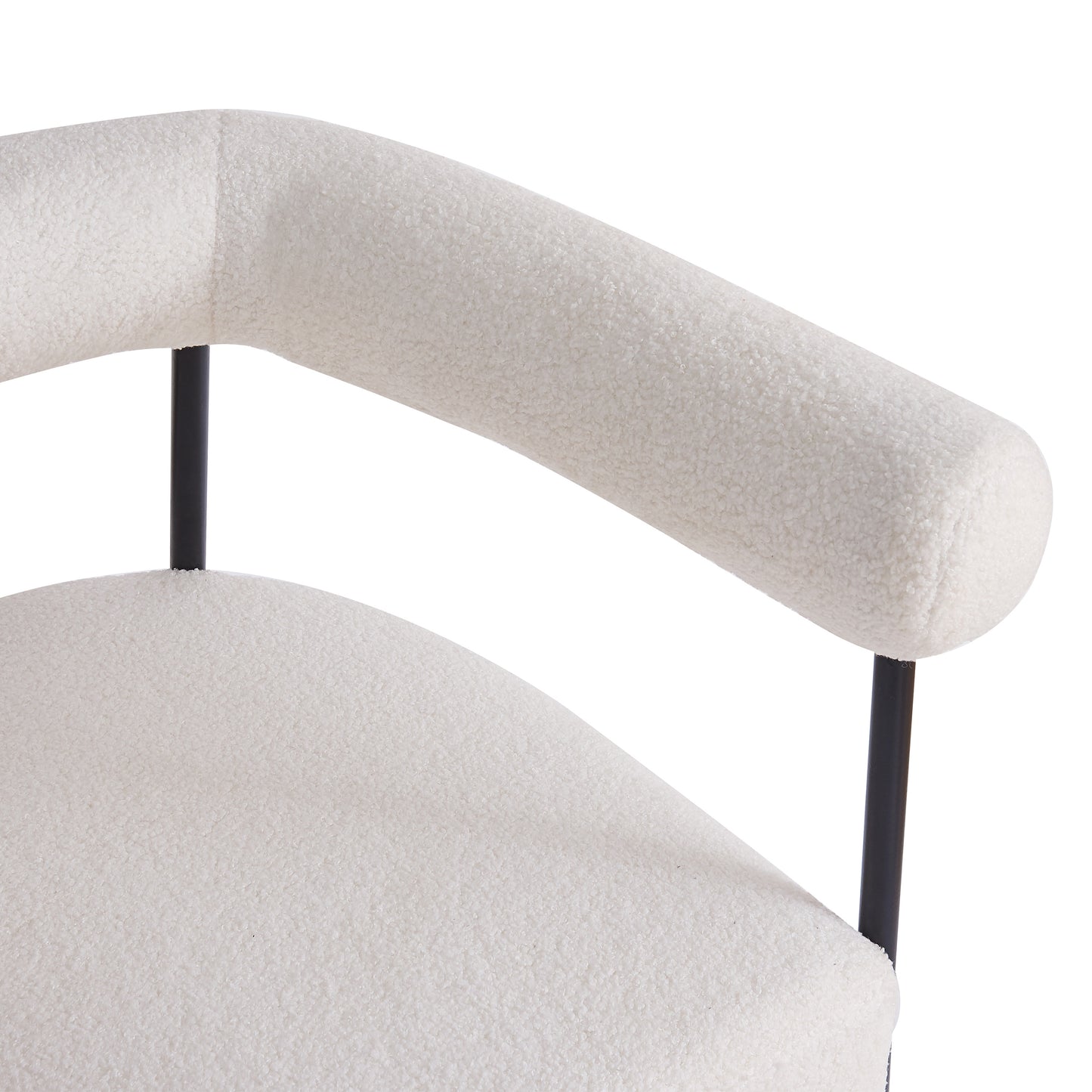 Upholstered Accent Chair, Curved Armchair with Black Metal Frame