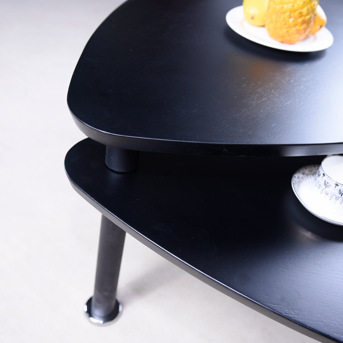 360° Rotatable Modern Coffee Table for Living Room – Solid Wood Legs with Nesting Design (Black/Walnut/White)