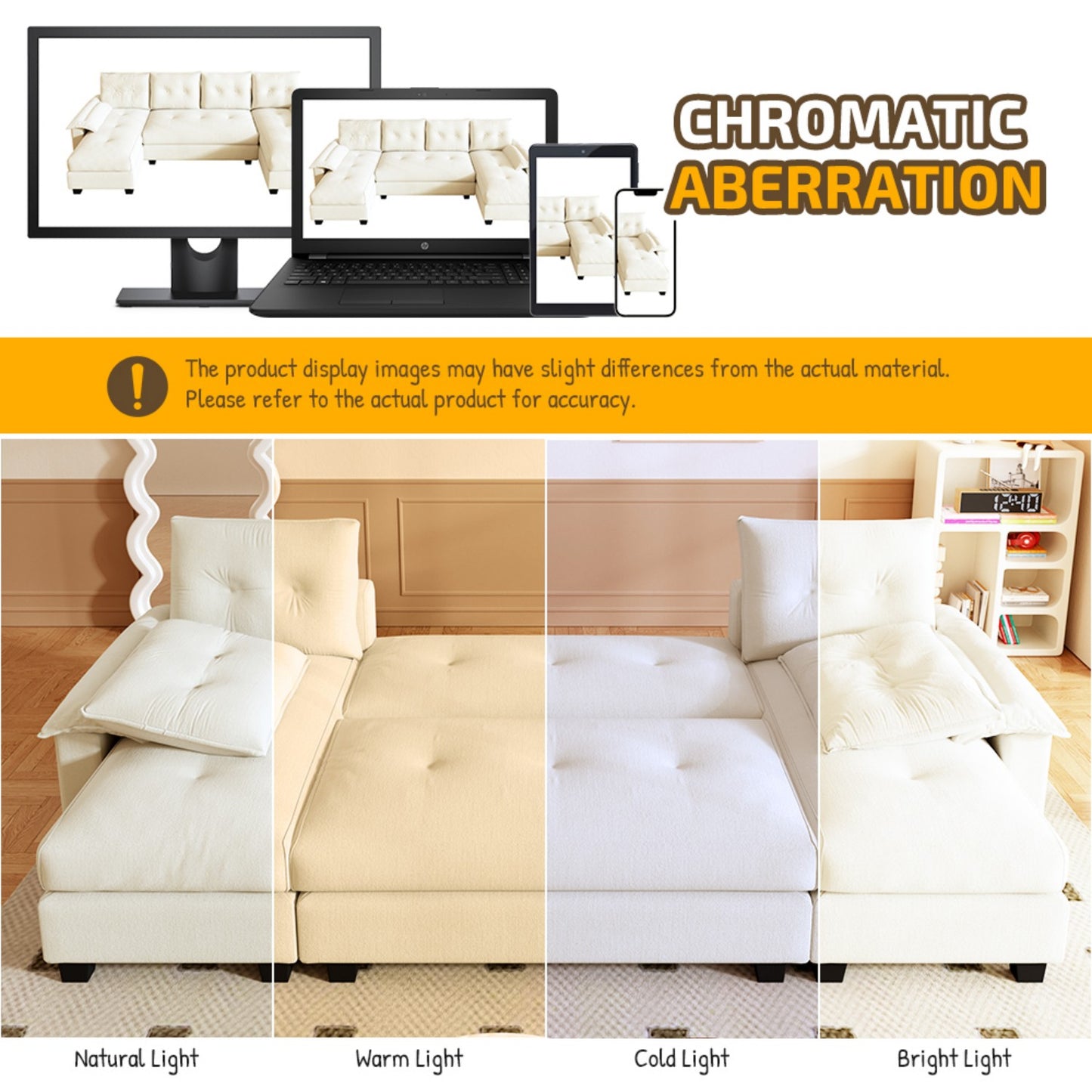 U-Shaped Sleeper Sofa with Pull Out Bed,2 in 1 Convertible Couch Bed with Removable Armrests & USB Ports