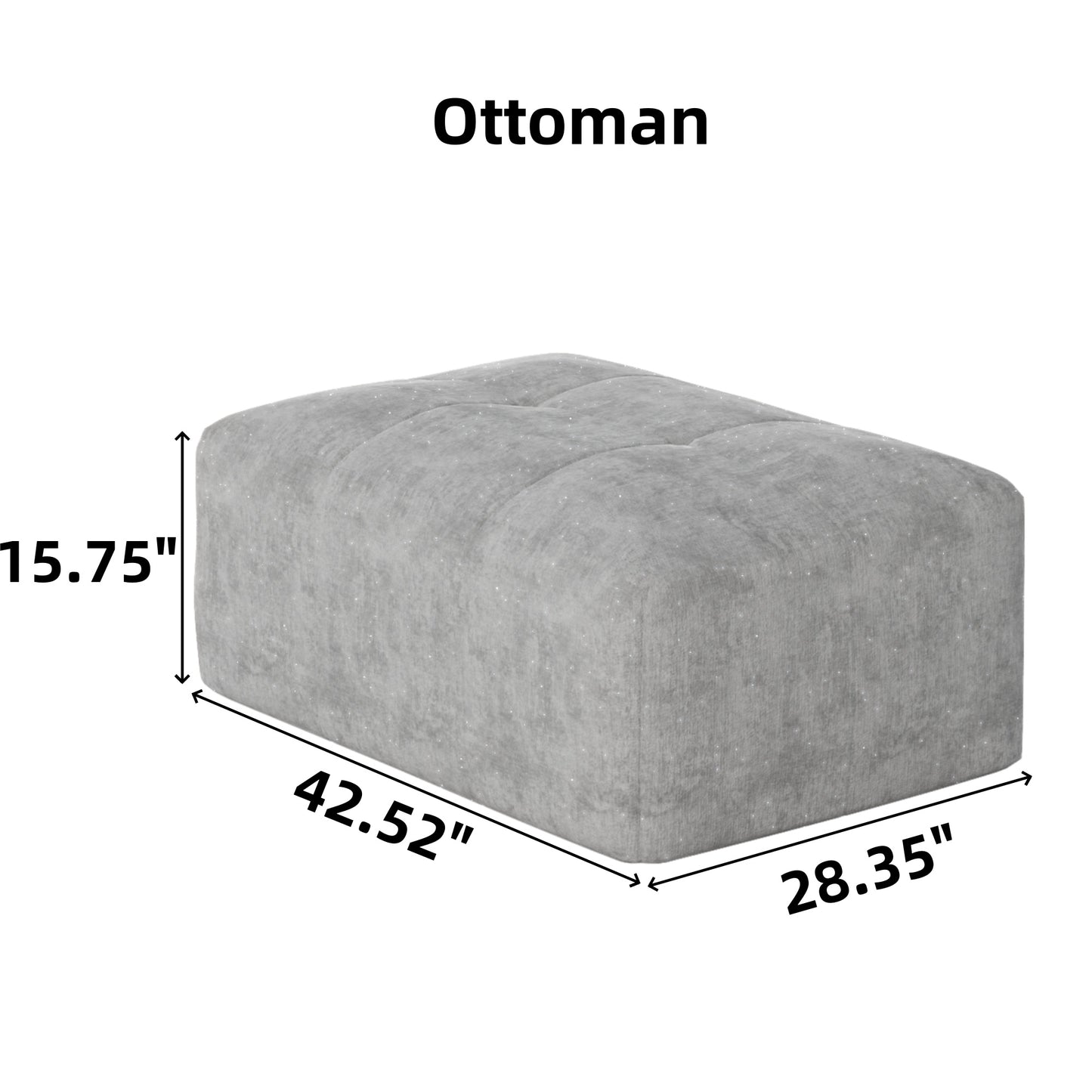 Modular Sectional Sofa with 2 chaise lounge and 2 armrest,Sparkling Chenille Fabric Soft Cushion Sofa with 4 Pillows