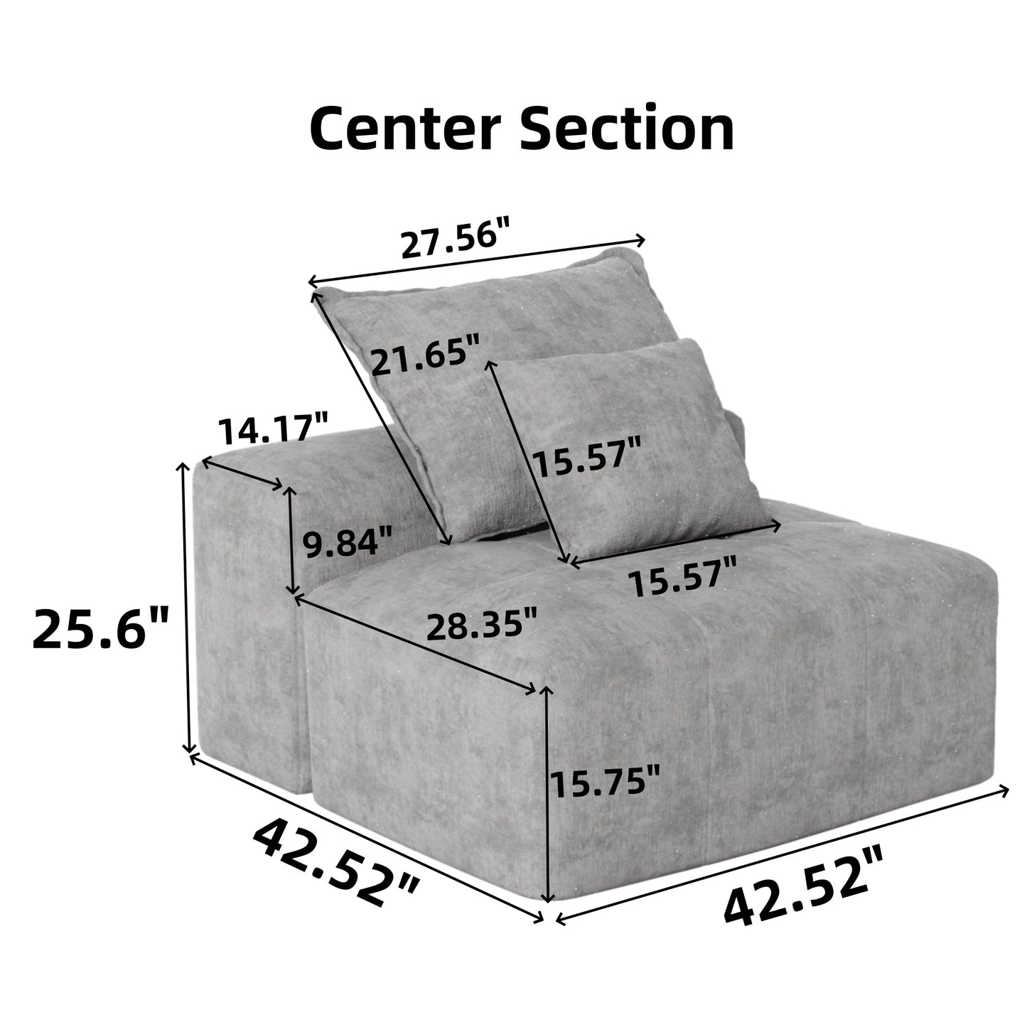 Modular Sectional Sofa with 2 chaise lounge and 2 armrest,Sparkling Chenille Fabric Soft Cushion Sofa with 4 Pillows