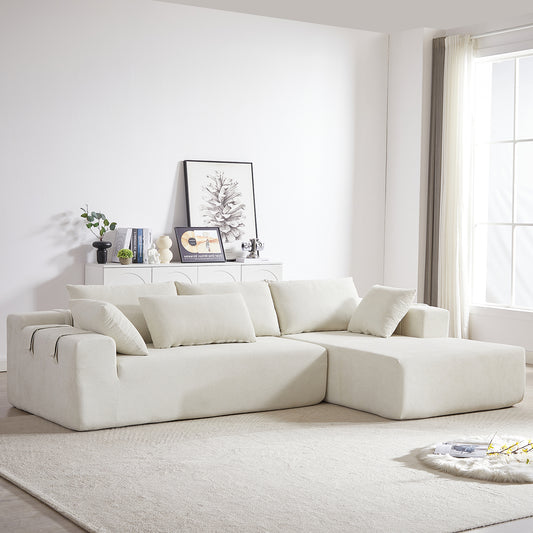 Modern Chenille Upholstered Sectional Sofa Couch Set Free Combination Sofa  With 6 Pillows