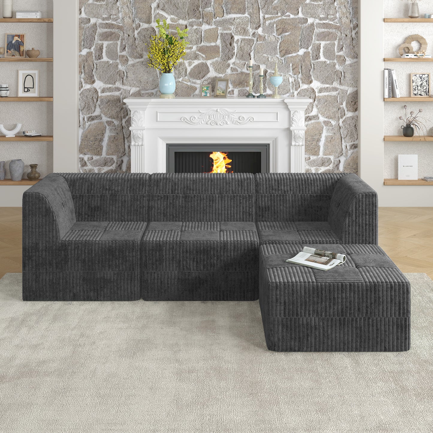 L Shape And U Shape DIY Compressed Modular Sectional Sofa