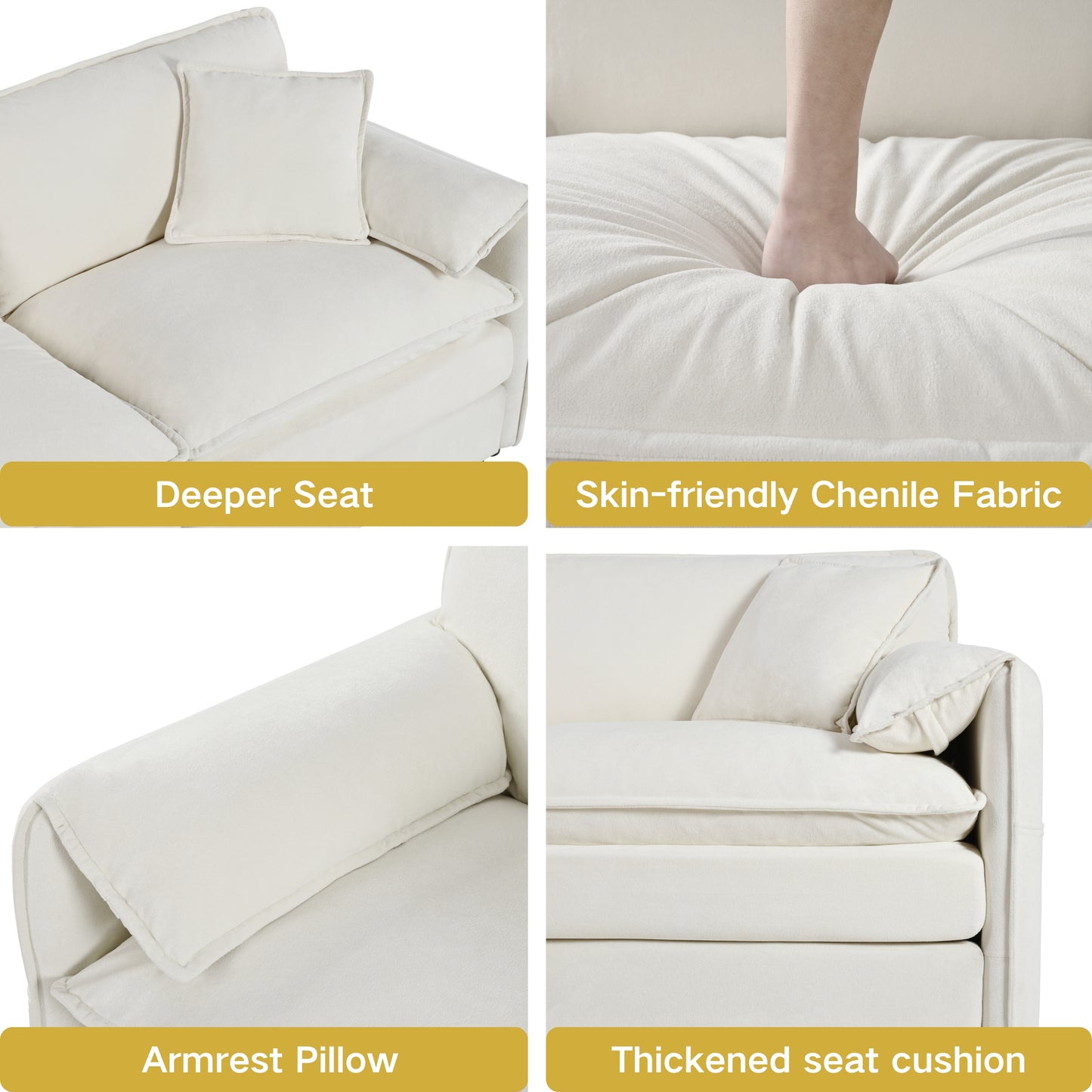 Deep Seat Sectional Sofa Cloud Couch with Ottoman