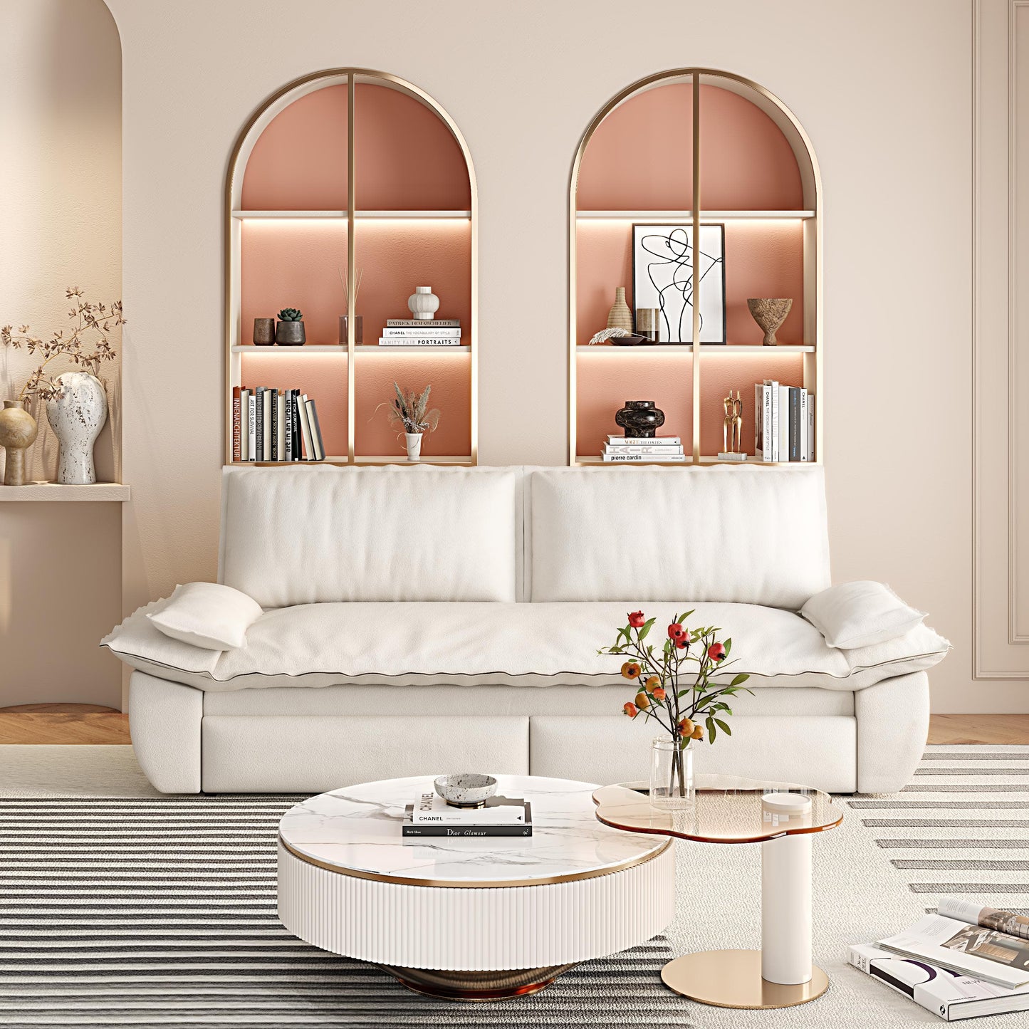 Queen Pull Out Sofa Bed,3-in-1 Convertible Sleeper Sofa,Multi-Functional Velvet Loveseat Bed