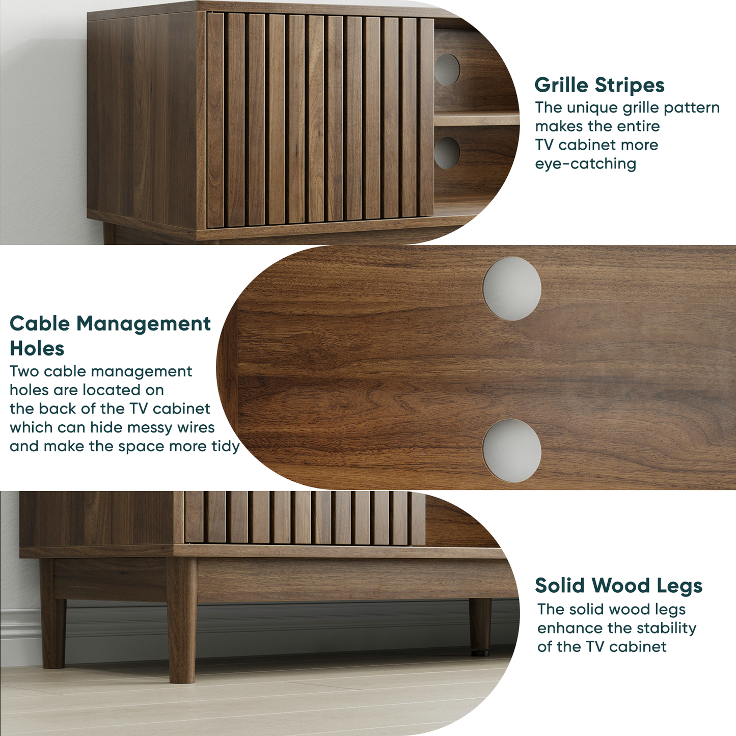 Mid-century modern style TV stand (suitable for 55/65-inch TVs)