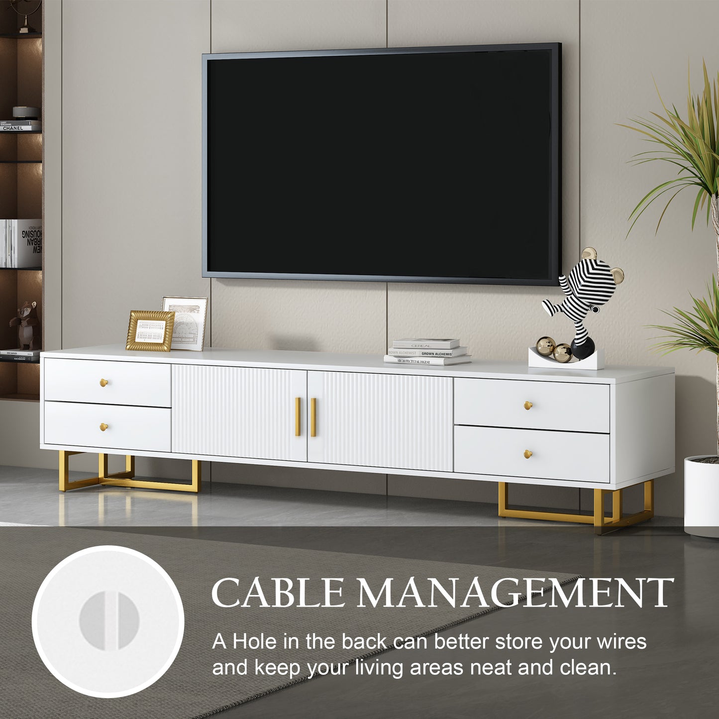 TV Stand for 65+ Inch TV, Entertainment Center TV Media Console Table