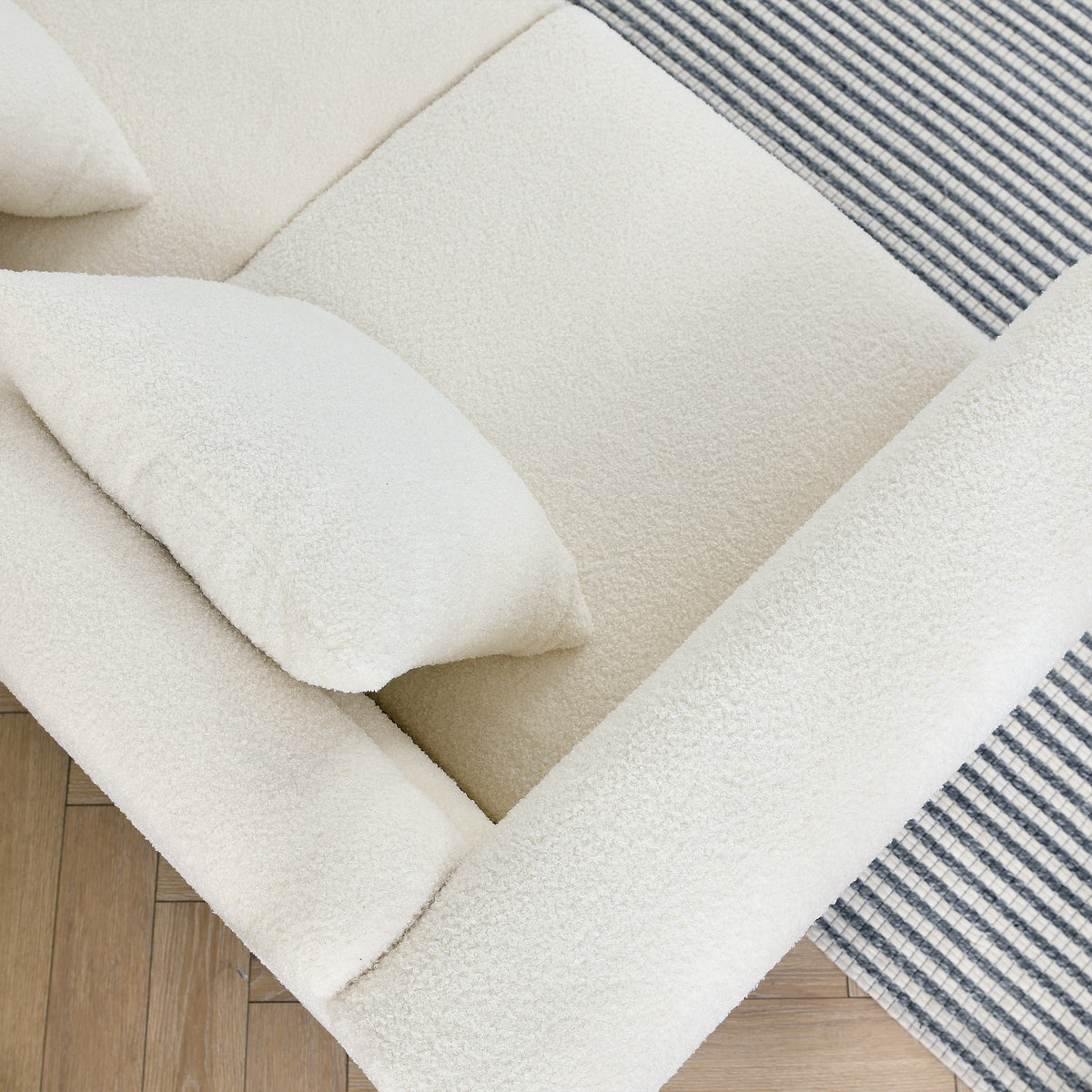 2-3 Seater Teddy Fabric Deep Seating Loveseat Sofa with Pillows – Streamline Modern Design