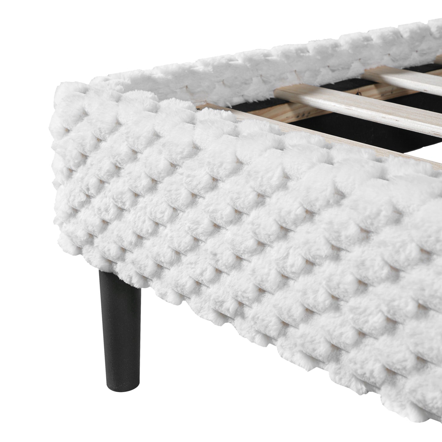Modern White Plush Soft Bed – Comfortable Backrest Bedroom Bed (Queen/King)