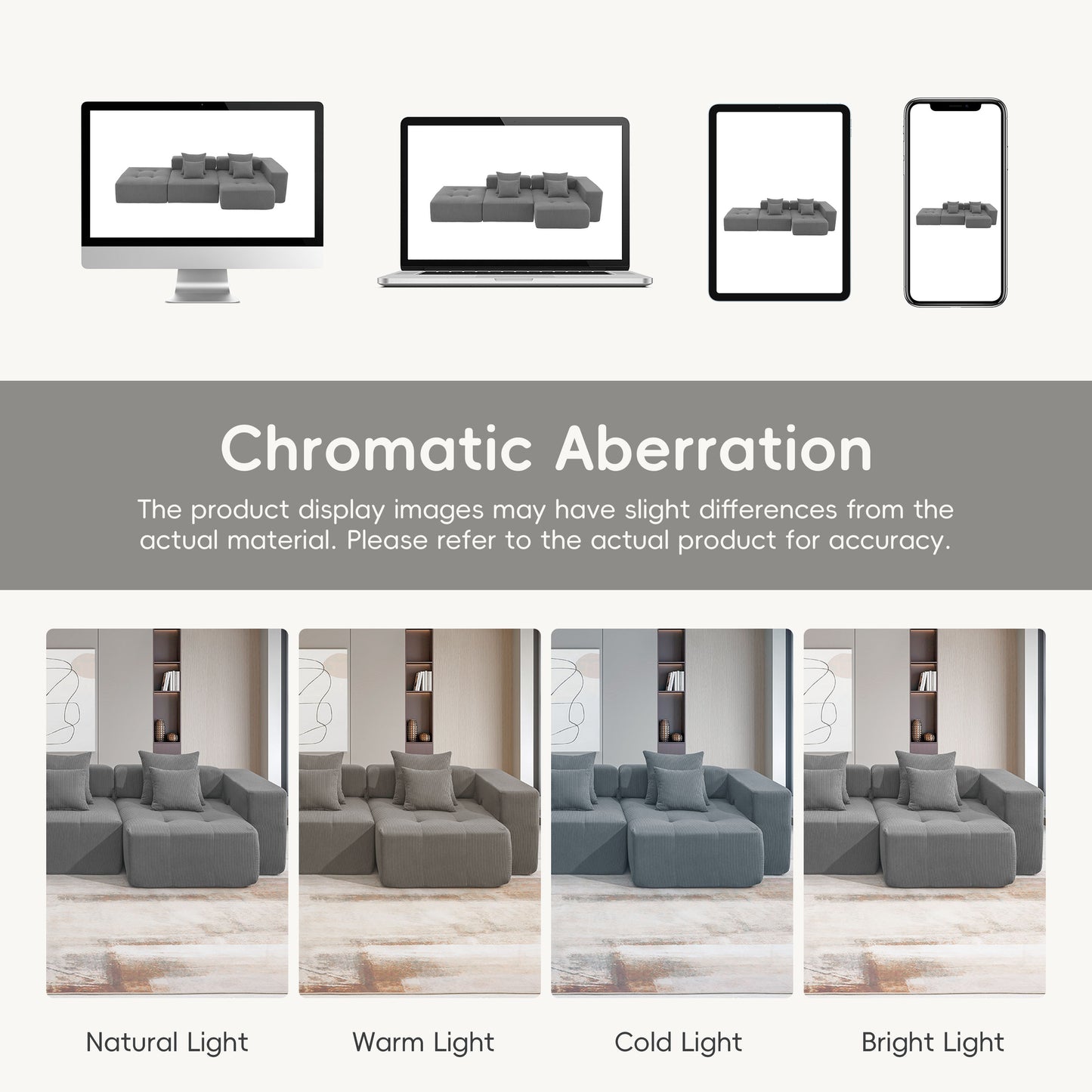 L Shaped Modular Sectional Sofa,Wide and Deep Seat No Assembly Required,3 Colors