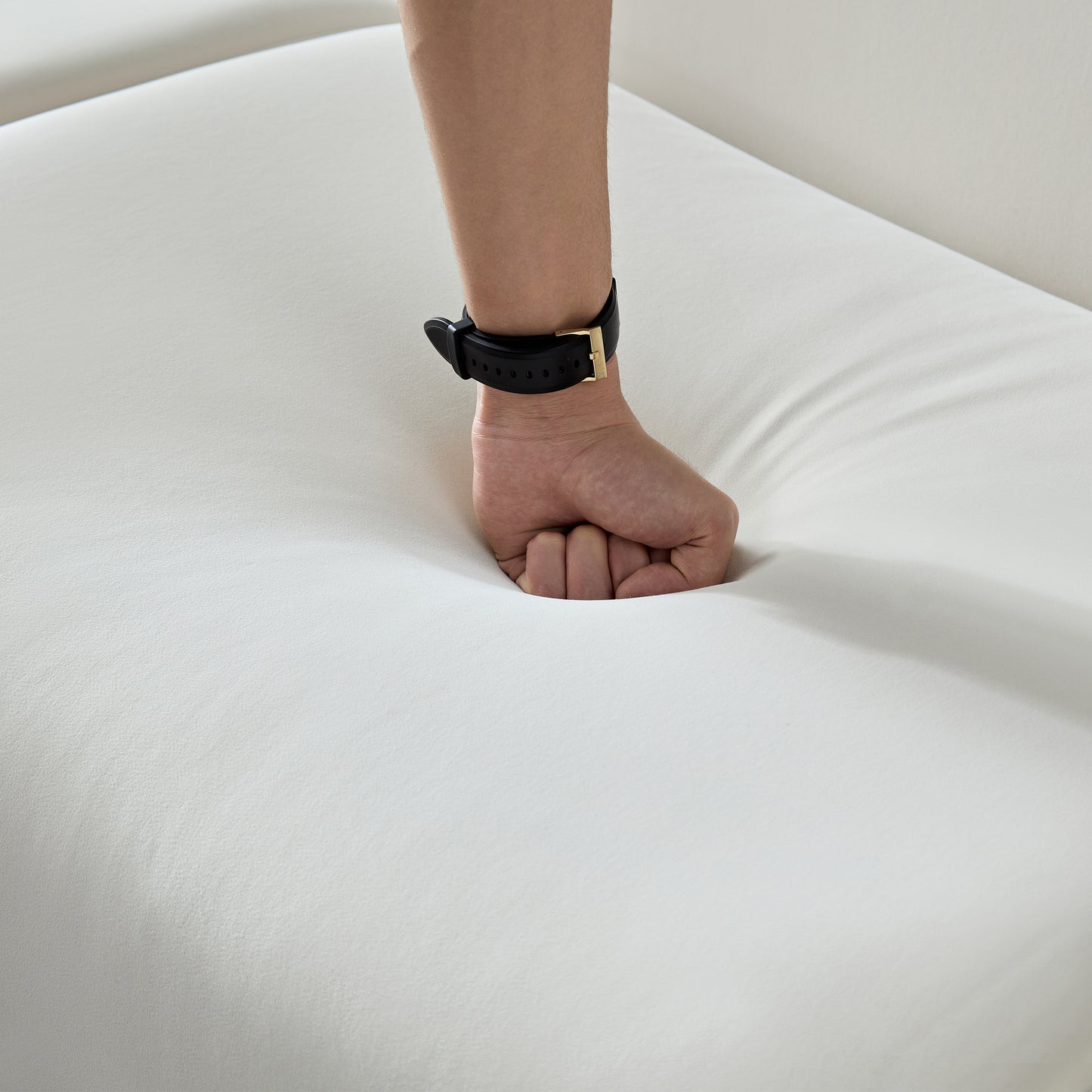 Bamboo-jointed sofa Solid Wood Frame 4 - Seat Sectional Sofa: White, Strong Durable Fabric, High - Density Sponge